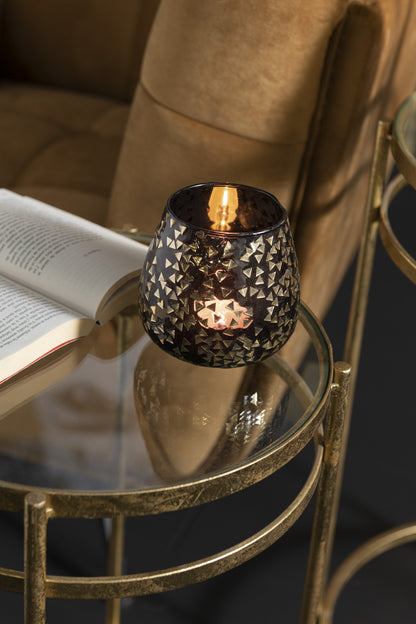 Orkaan Driehoek Glas Zwart/Goud Groot