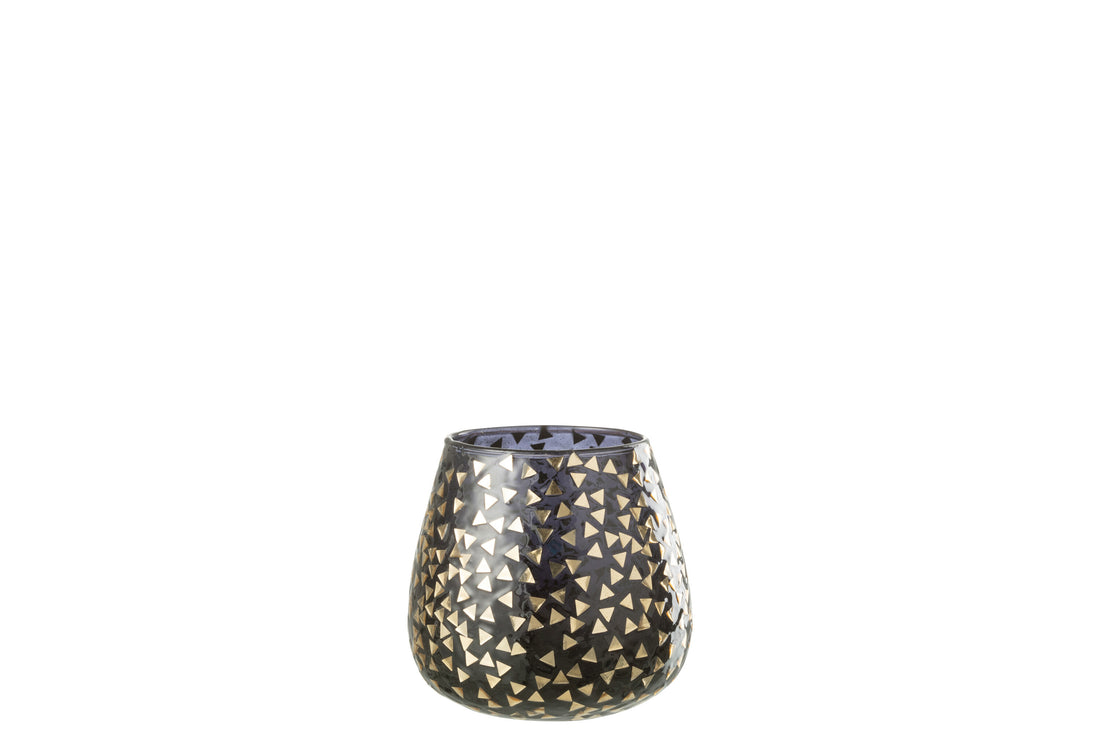 Orkaan Driehoek Glas Zwart/Goud Groot