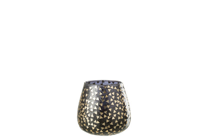 Orkaan Driehoek Glas Zwart/Goud Groot