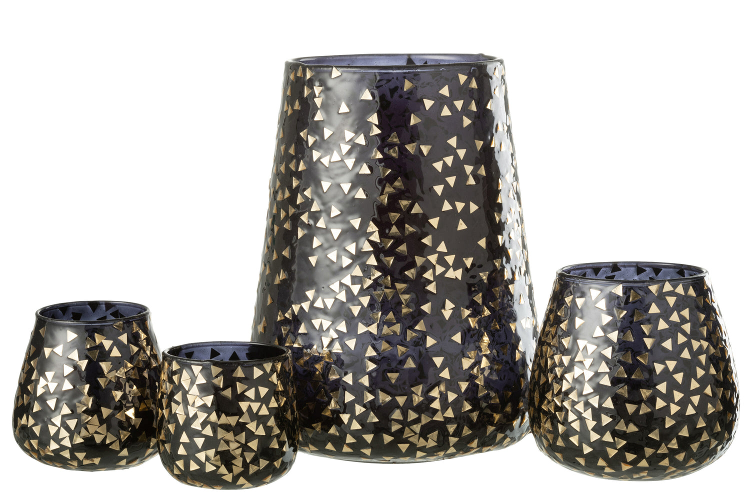 Orkaan Driehoek Glas Zwart/Goud Extra Groot