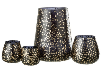 Orkaan Driehoek Glas Zwart/Goud Extra Groot