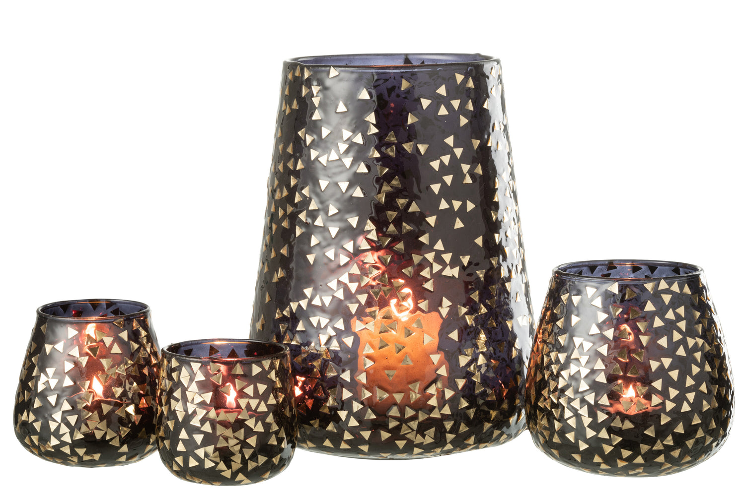 Orkaan Driehoek Glas Zwart/Goud Extra Groot