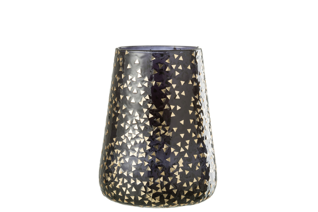 Orkaan Driehoek Glas Zwart/Goud Extra Groot