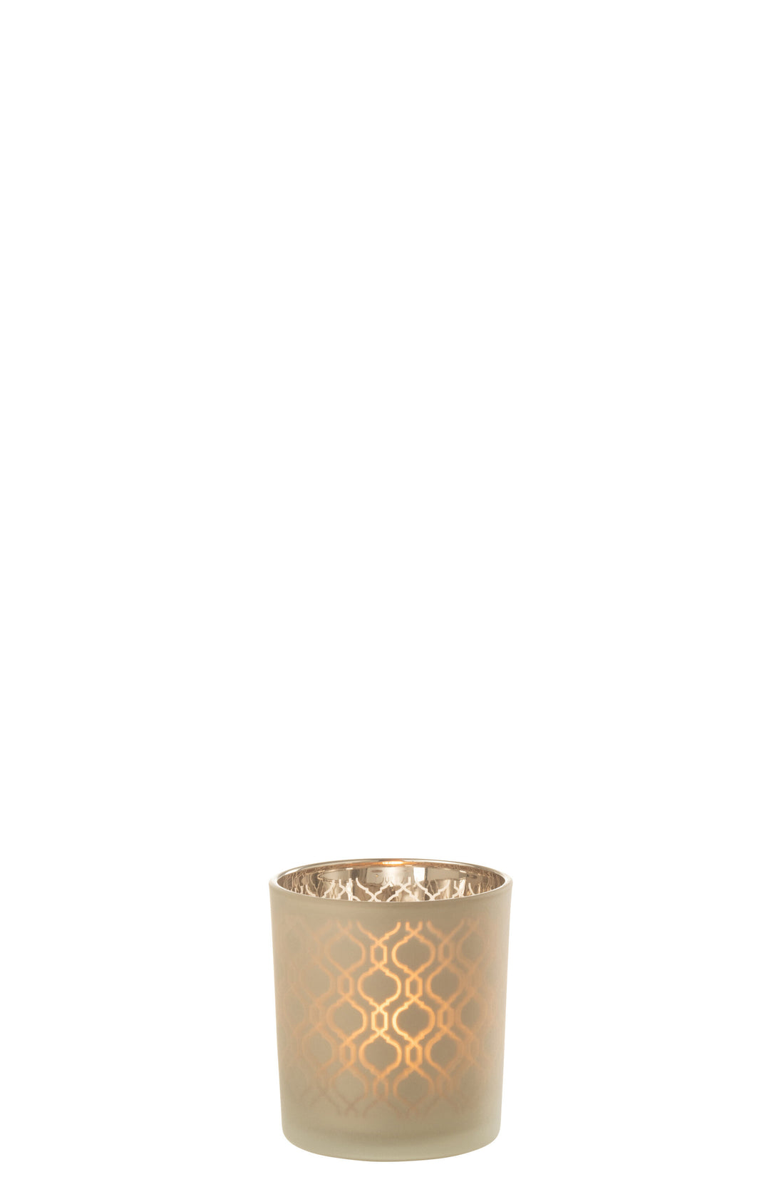 J-Line Theelichthouder Geometrisch Glas Beige Small
