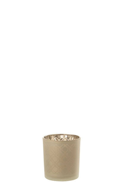 J-Line Theelichthouder Geometrisch Glas Beige Small