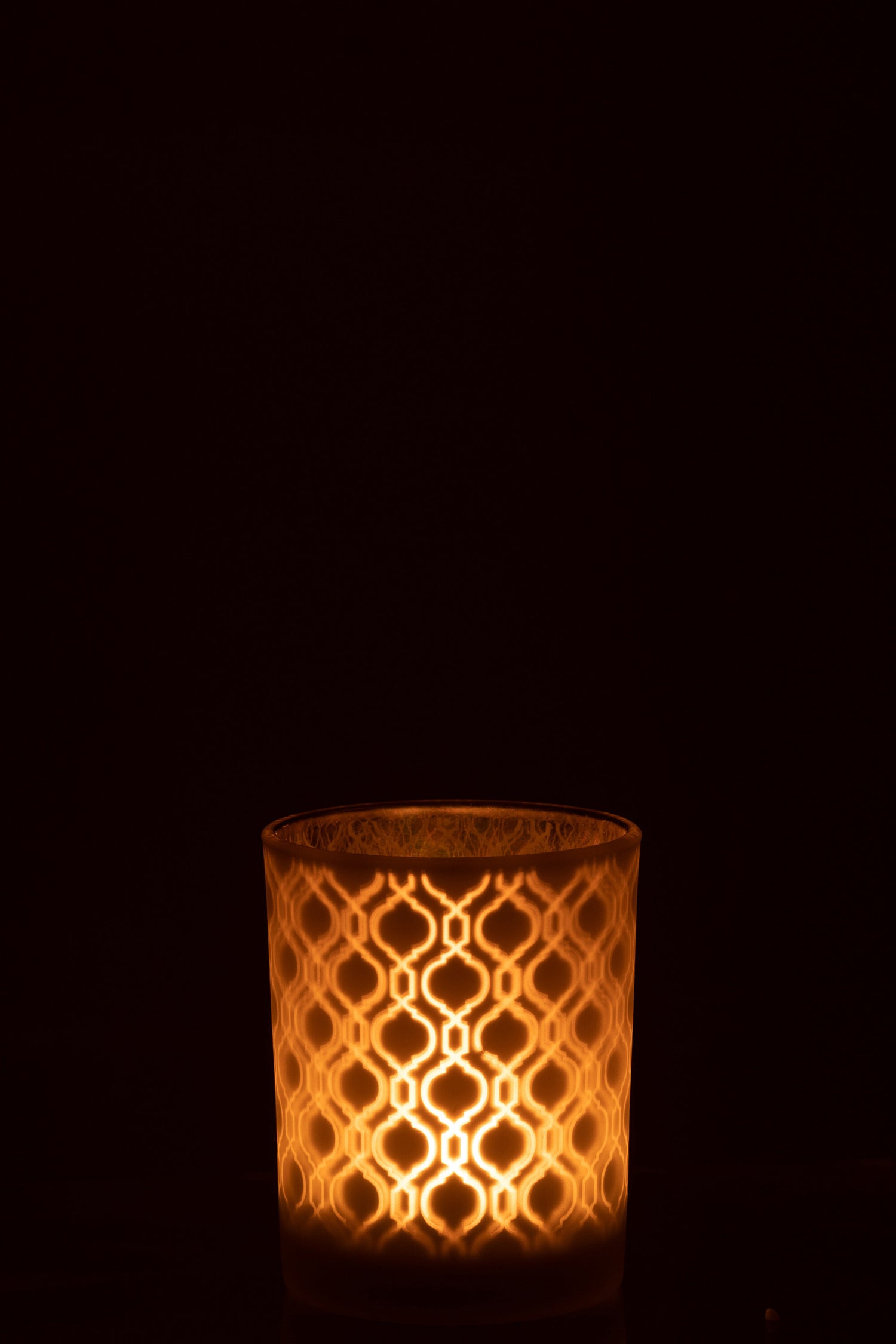 J-Line lantaarn geometrisch glas beige medium