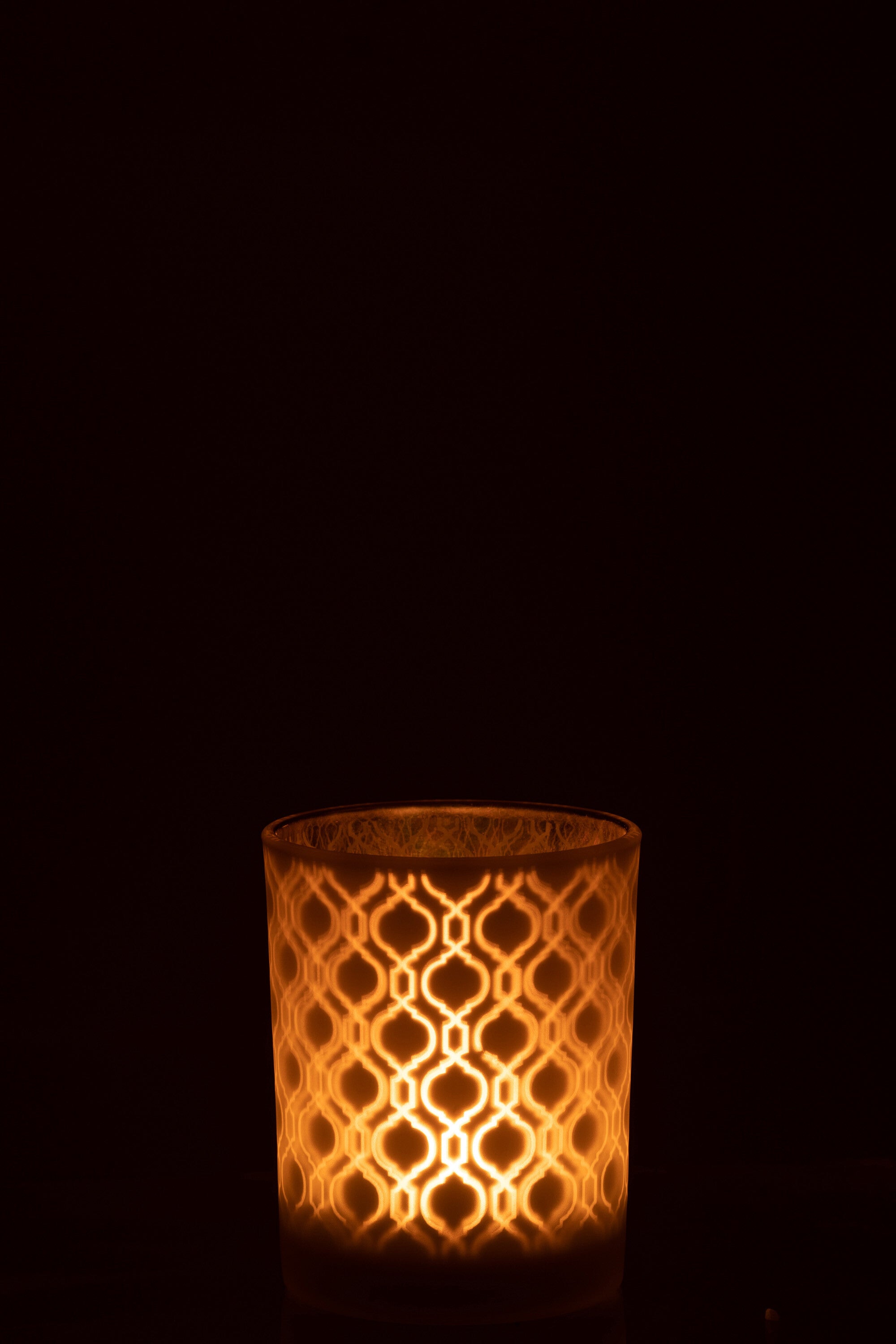 J-Line lantaarn geometrisch glas beige medium