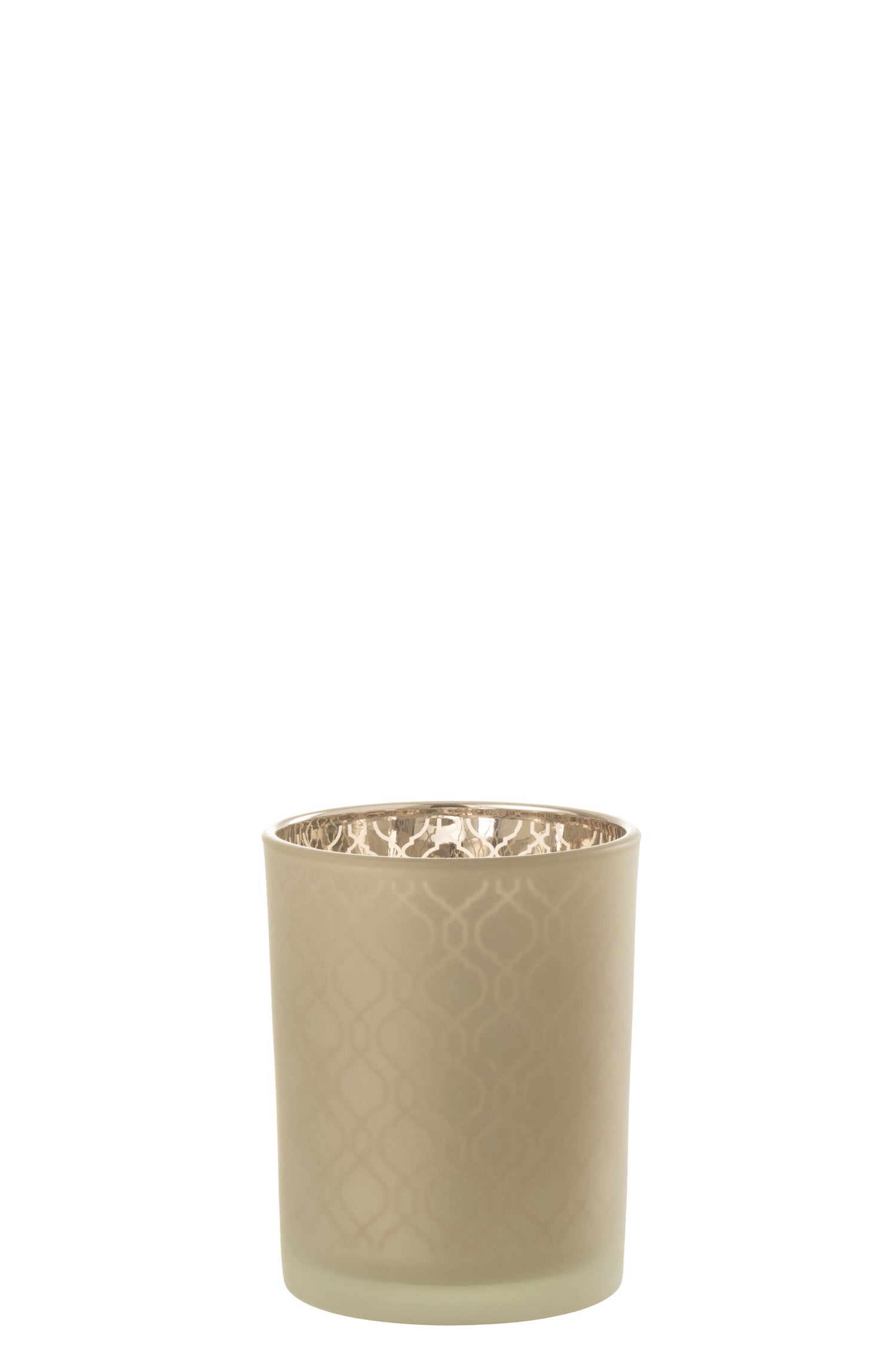 J-Line lantaarn geometrisch glas beige medium