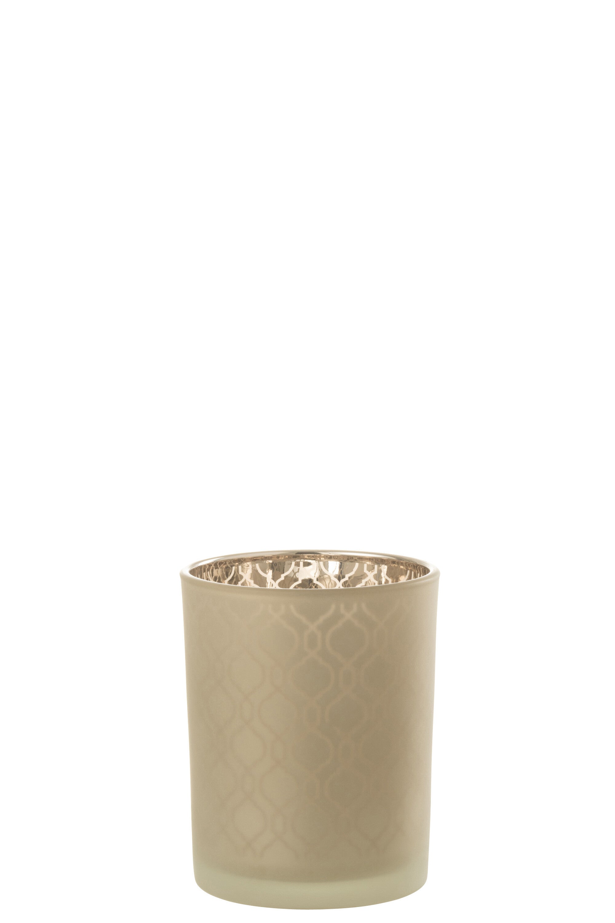 J-Line lantaarn geometrisch glas beige medium