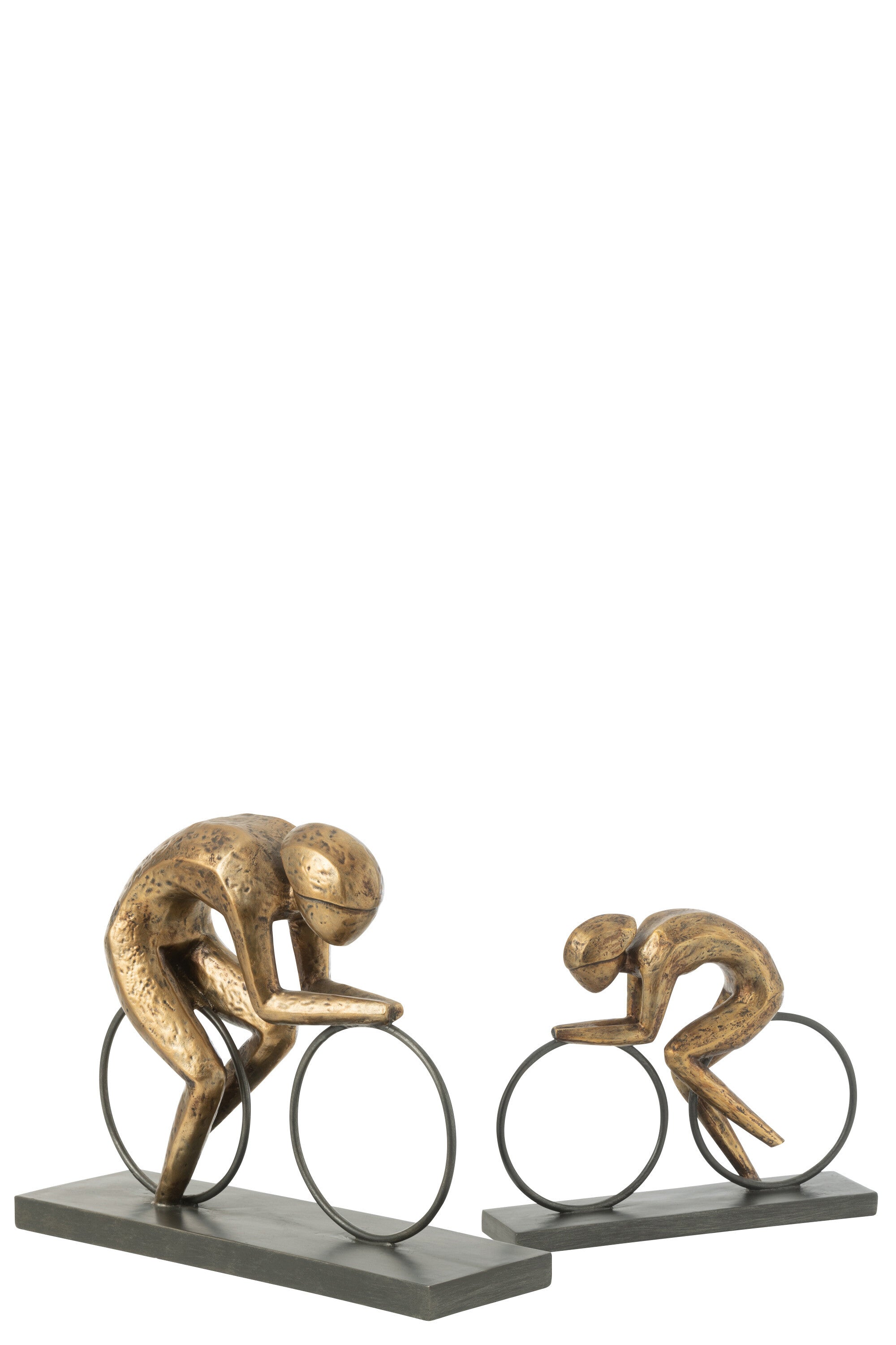 Wielrenner Op Voetstuk Hars Goud Groot