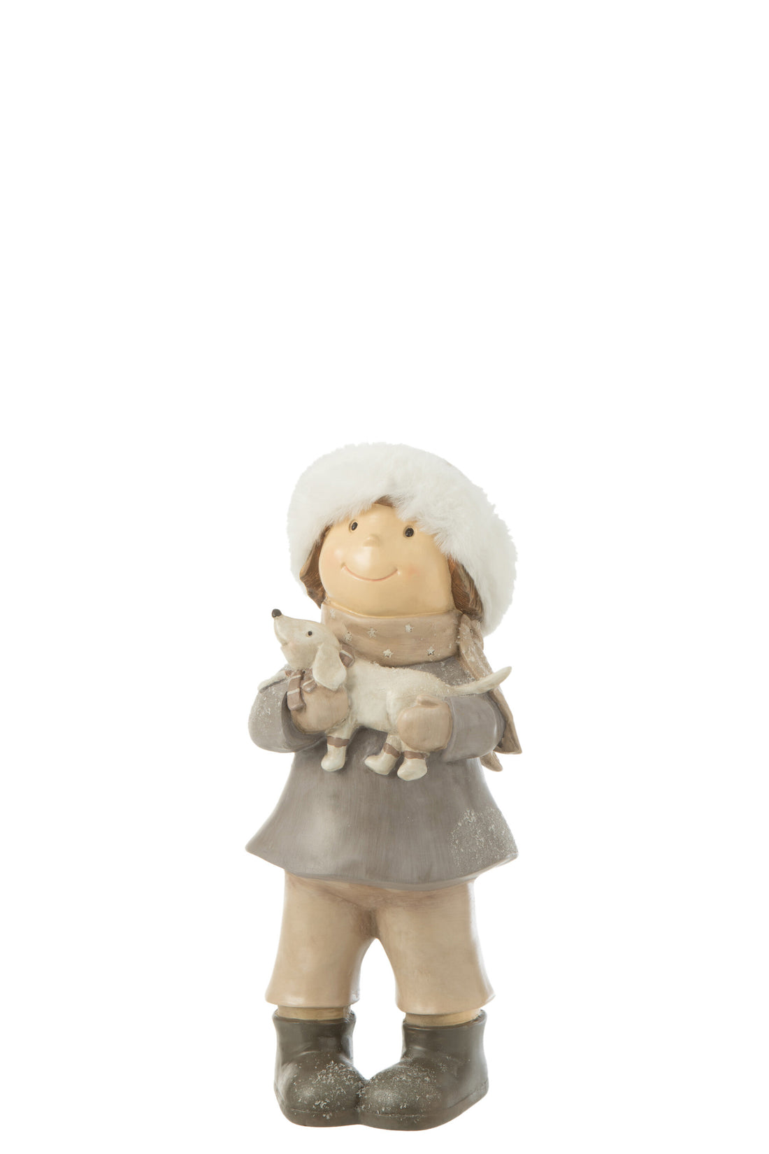 J-Line Meisje Winter Hond Resine Mix