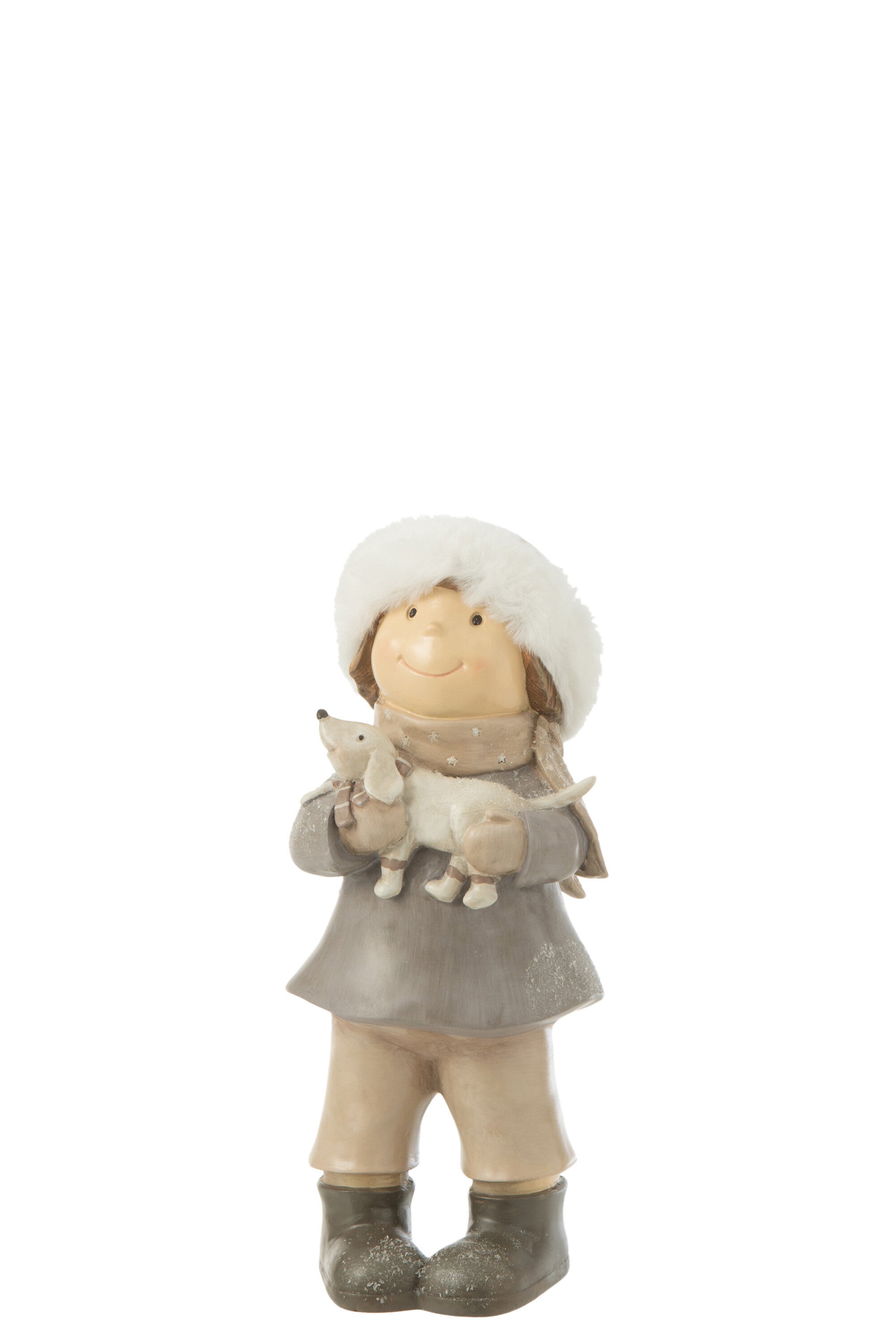 J-Line Meisje Winter Hond Resine Mix