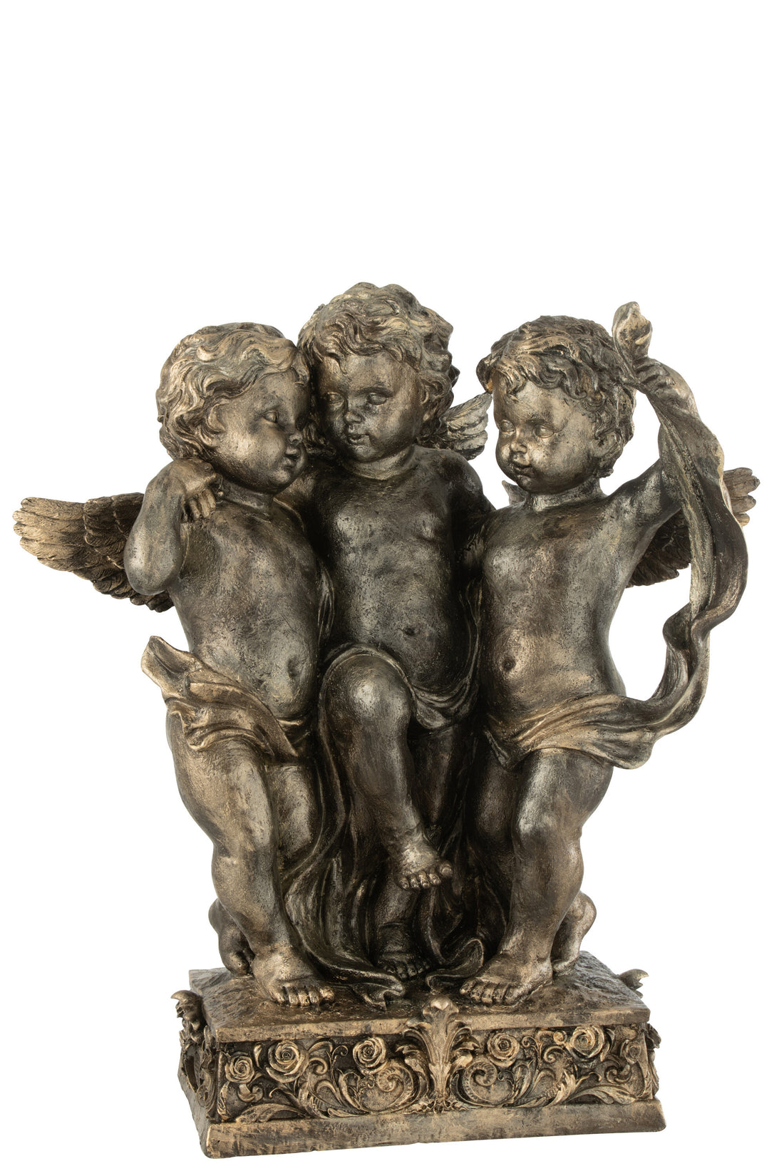 J-Line Engelen 3 Staand Met Bogen Resine Koper