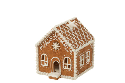 Huis Peperkoek Vierkant Ster Led Poly Bruin Medium