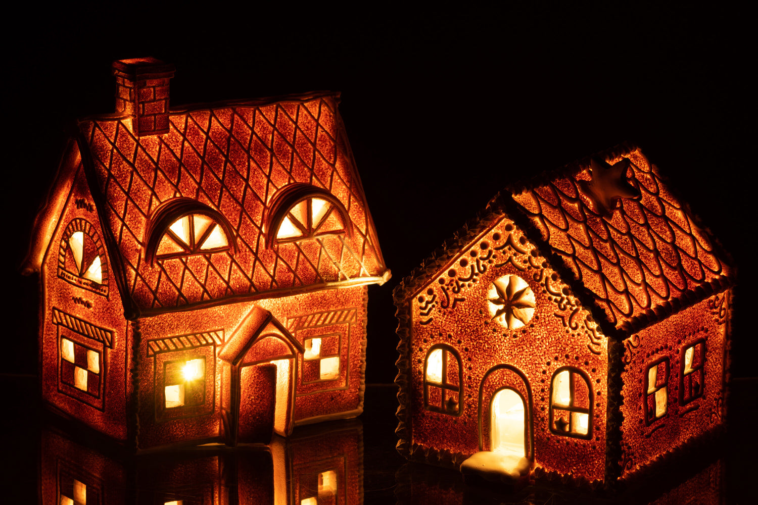 Huis peperkoek rechthoekig LED poly bruin groot