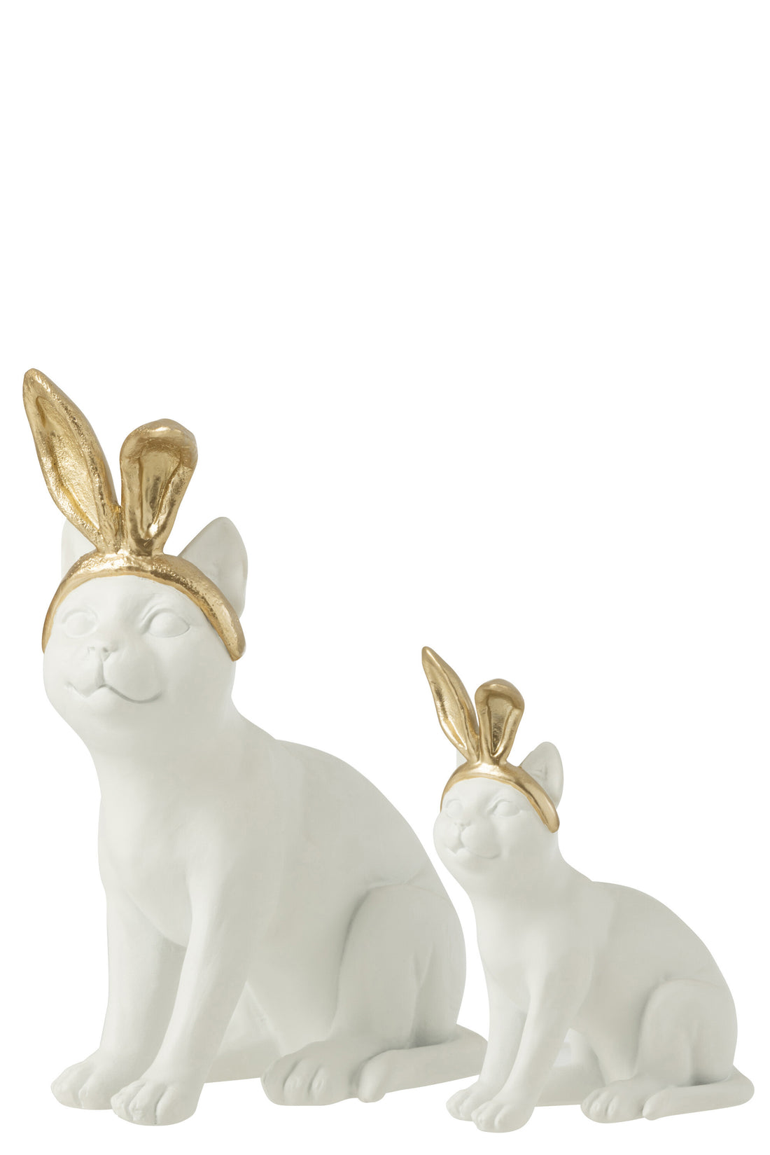 J-Line Kat Oor Resine Goud/Wit Large