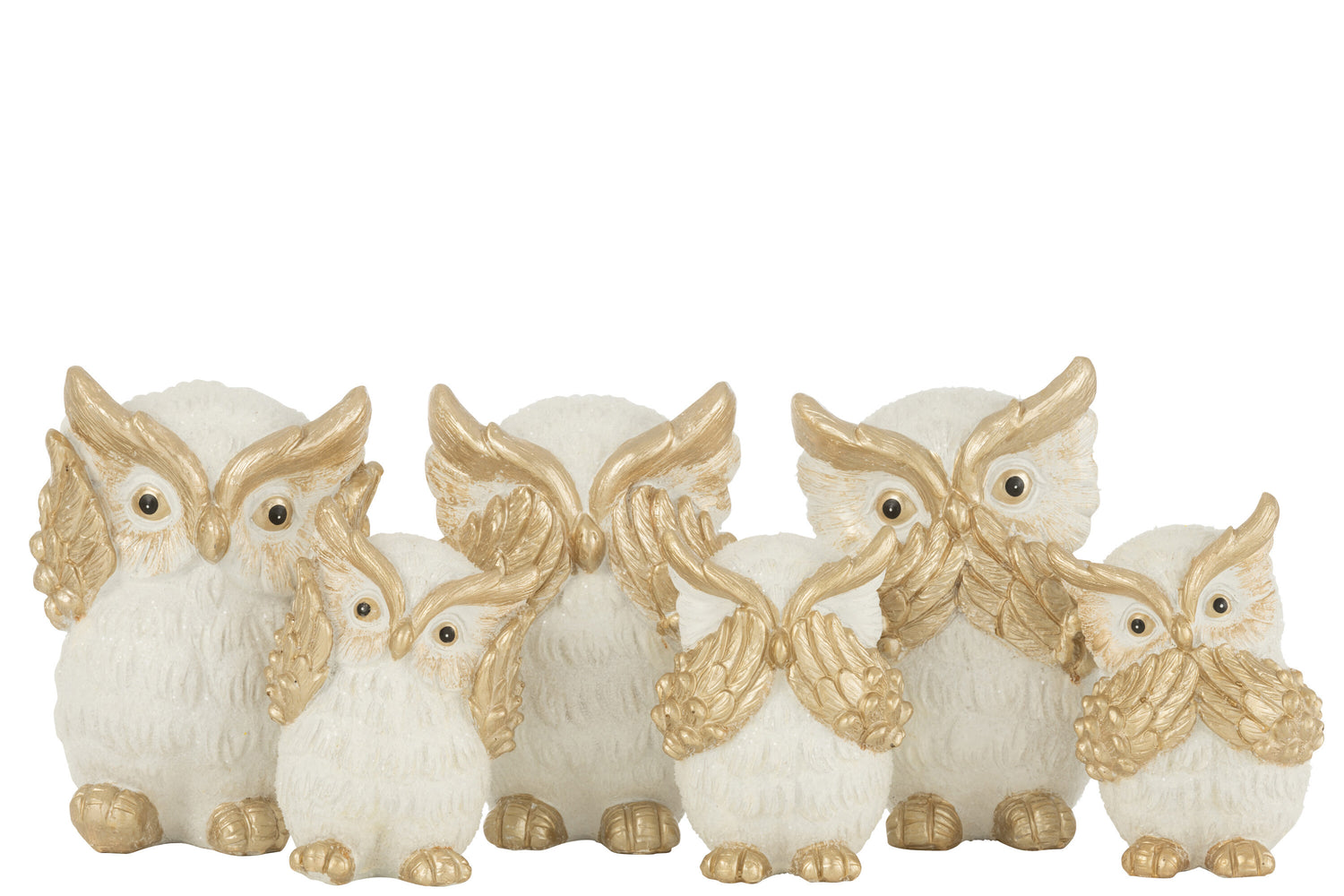 Uil Zien/Horen/Spreken Hars Goud Groot Assortiment Van 3