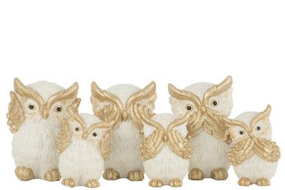 Uil Zien/Horen/Spreken Hars Goud Groot Assortiment Van 3