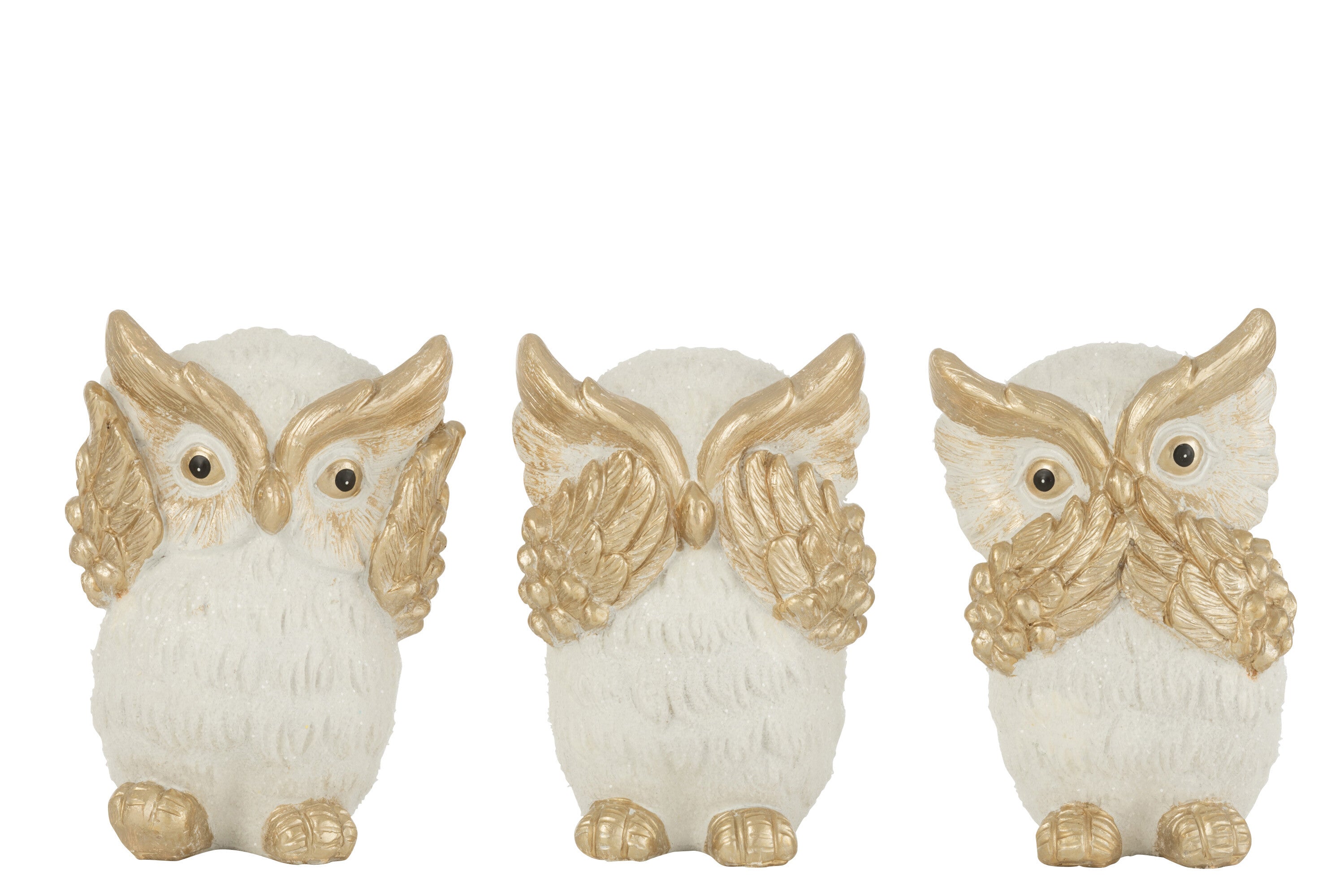 Uil Zien/Horen/Spreken Hars Goud Groot Assortiment Van 3
