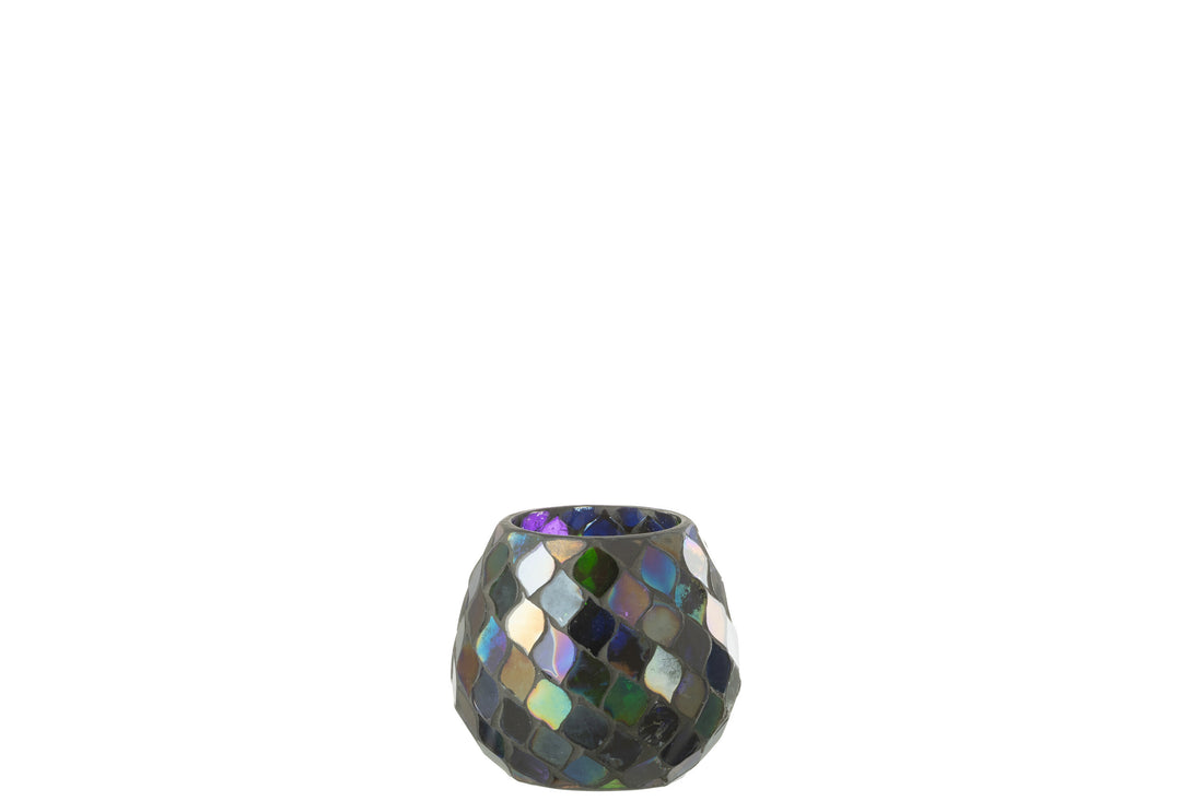 J-Line windlicht Mozaiek - glas - paars - medium