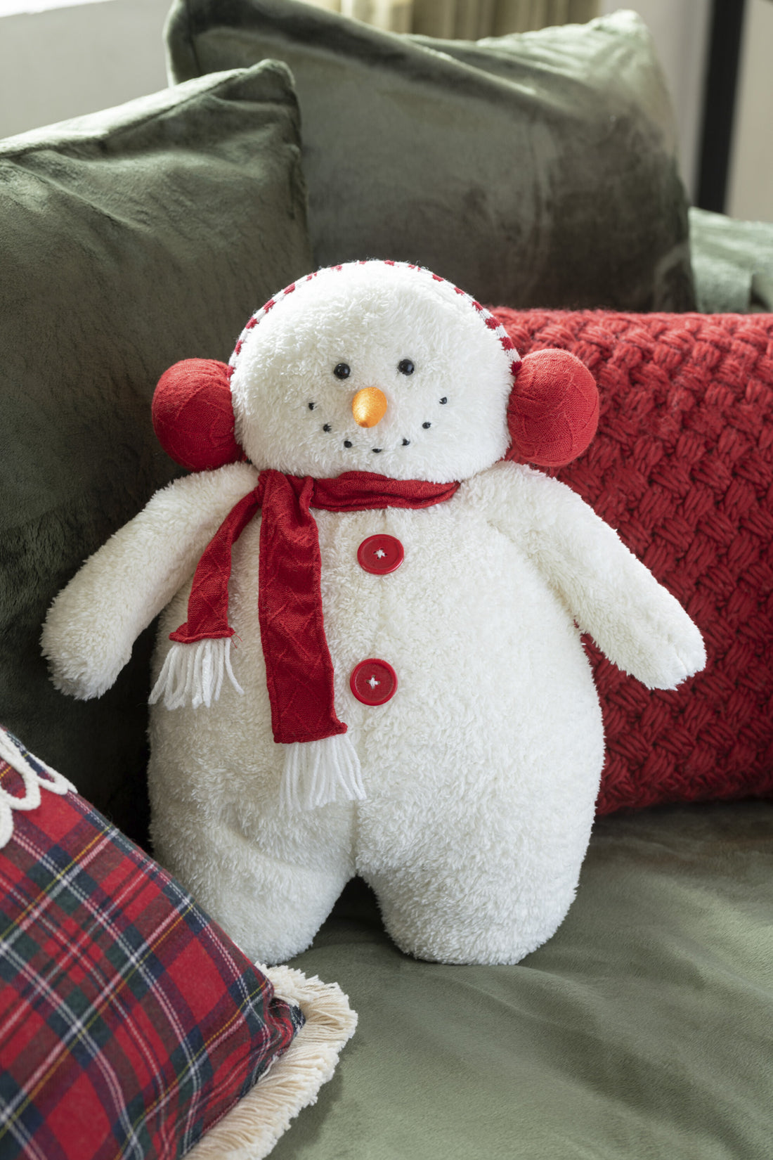 Sneeuwpop Sjaal Textiel Wit/Rood Kleine Assortiment Van 2