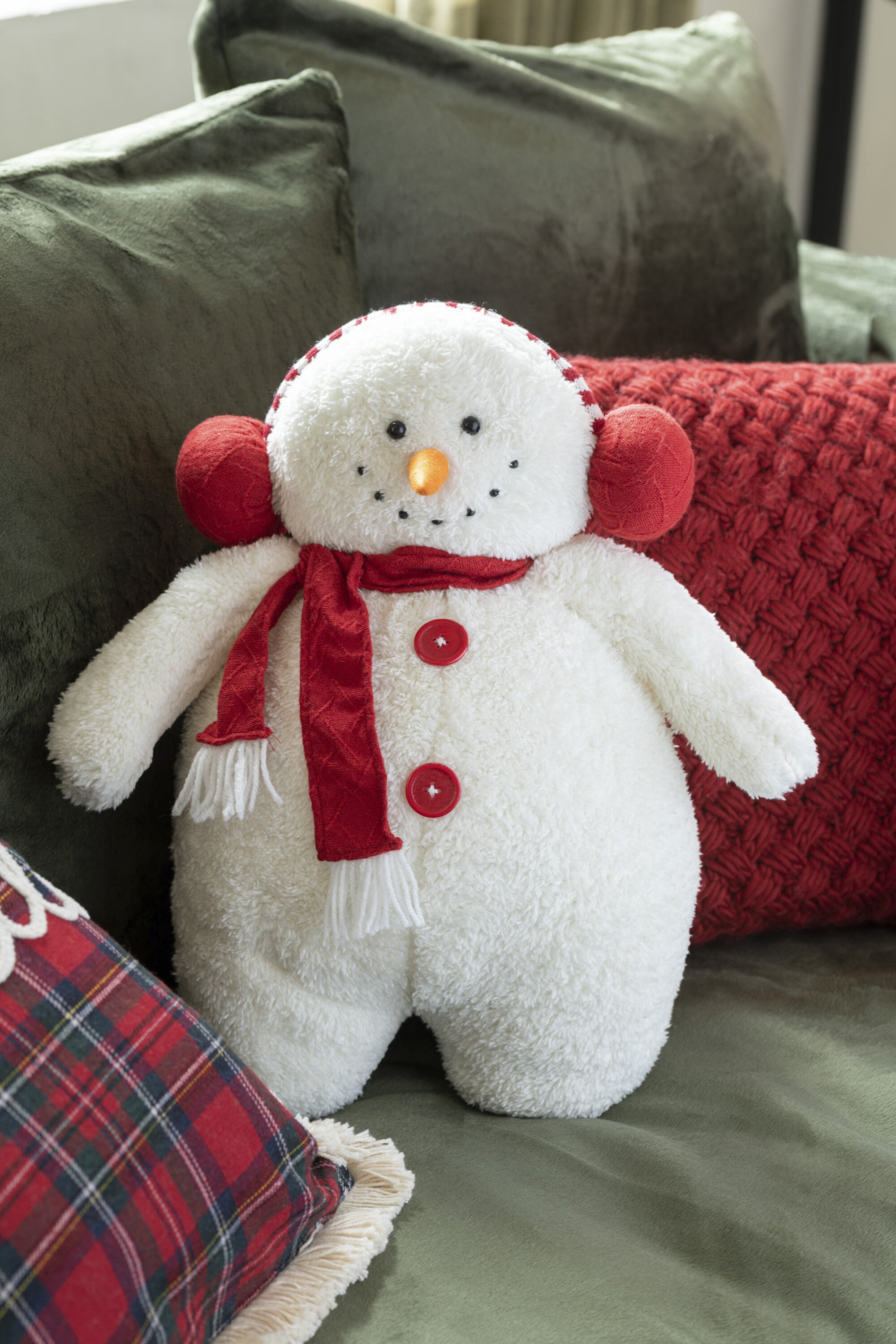Sneeuwpop Sjaal Textiel Wit/Rood Kleine Assortiment Van 2