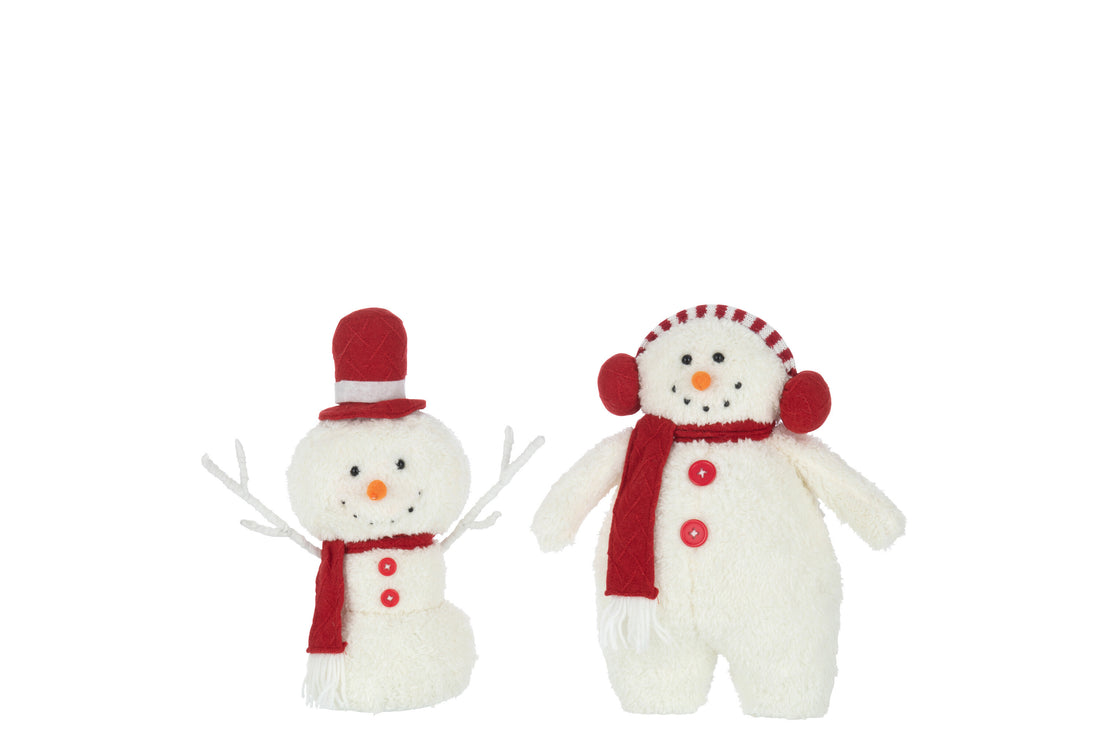 Sneeuwpop Sjaal Textiel Wit/Rood Kleine Assortiment Van 2