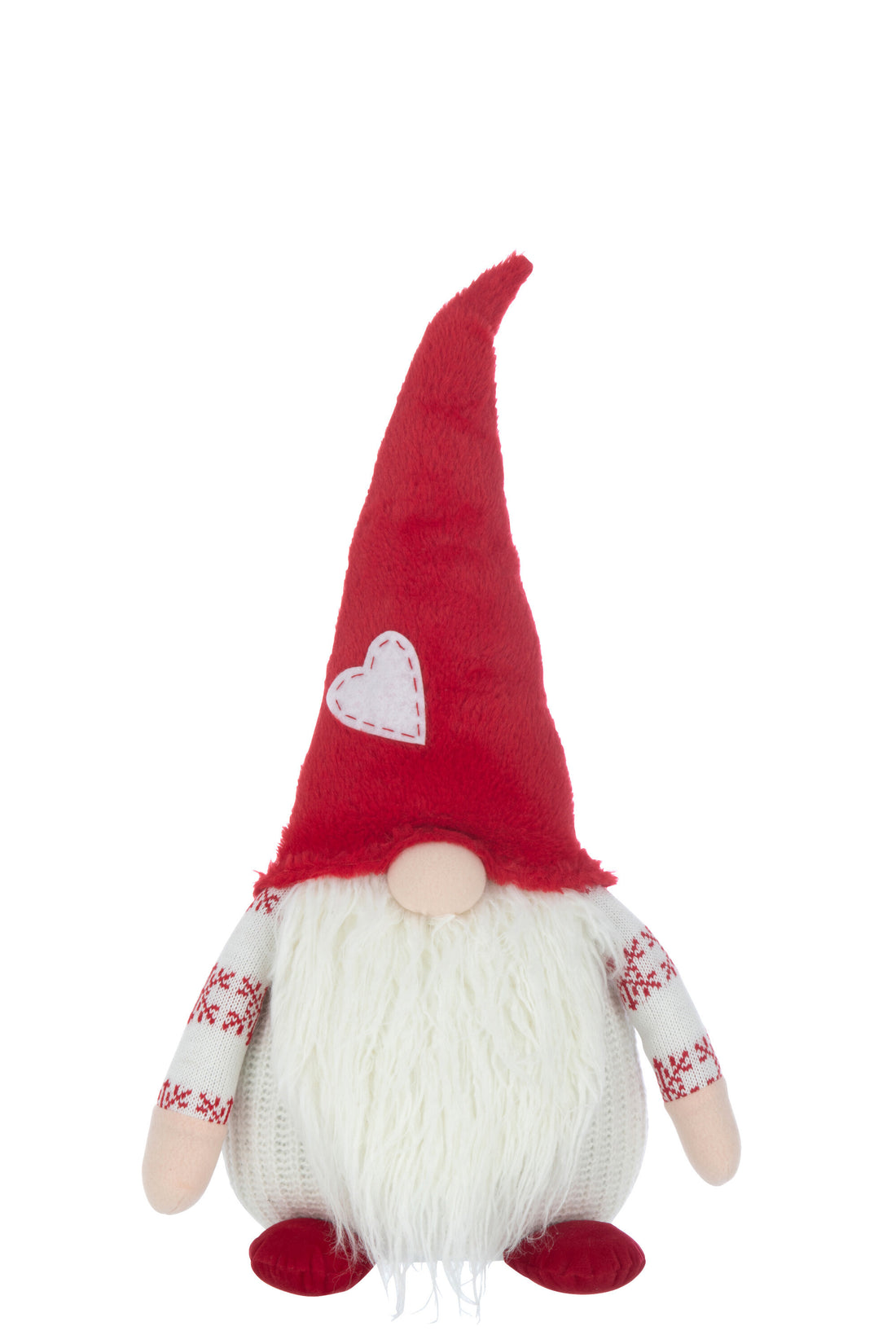 J-Line Kabouter Hart Textiel Wit/Rood Large