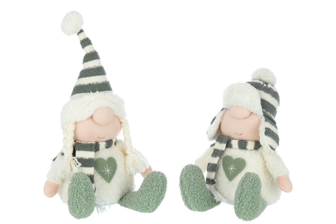 Jongen en Meisje Hart Strepen Textiel Groen/Beige Assortiment Van 2
