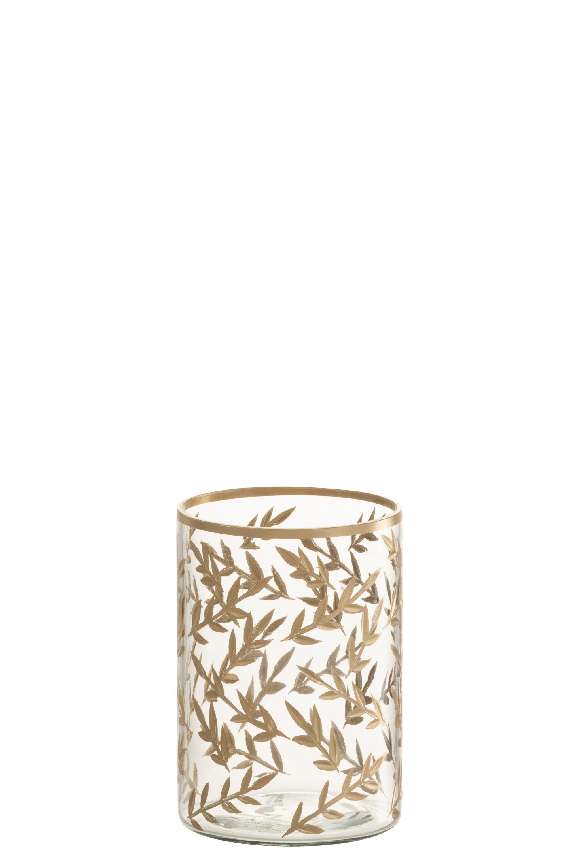J-Line Theelichthouder Tarwe Glas Goud/Transparant Small