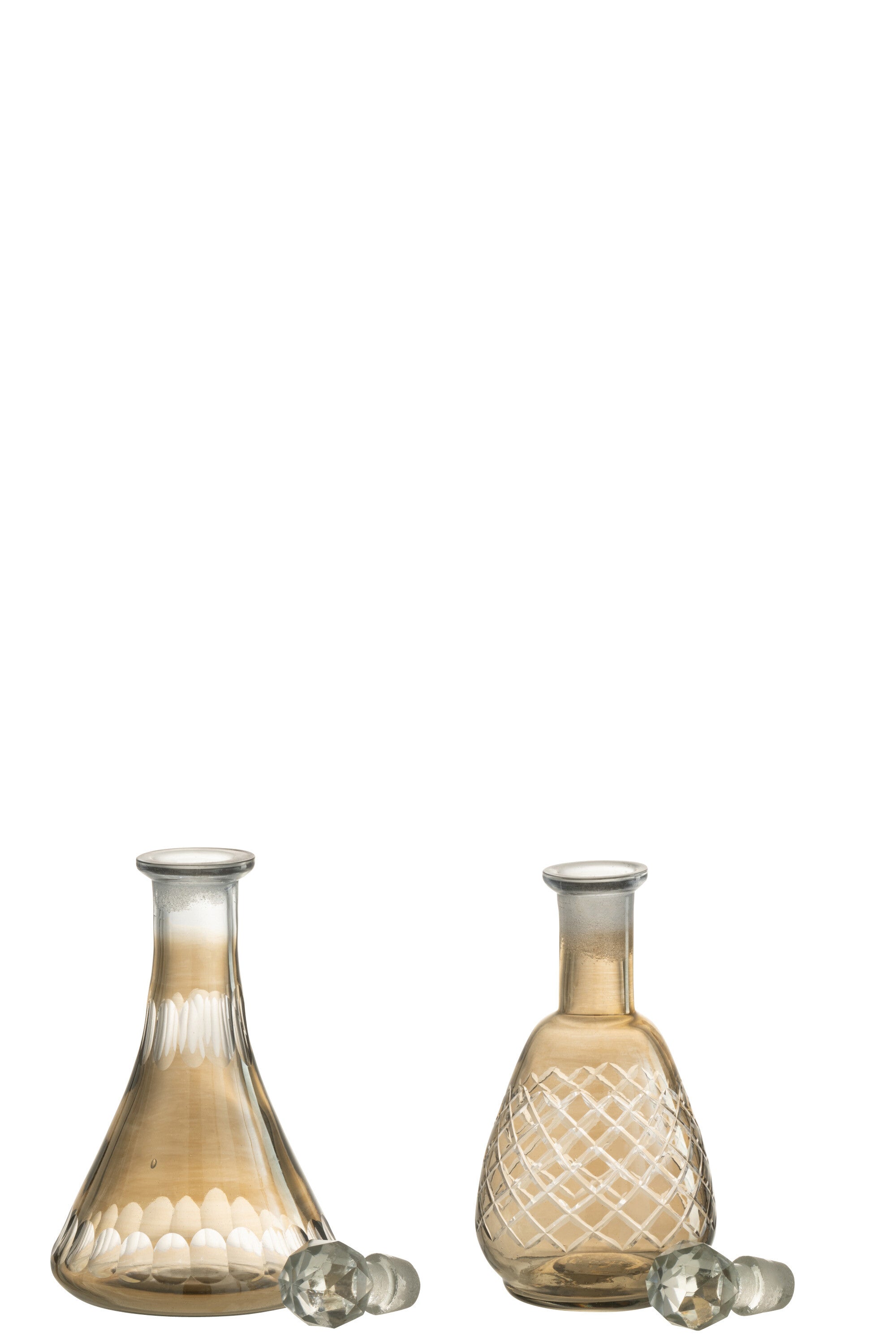 Karaf Ruitmotieven Glas Rook Assortiment Van 2