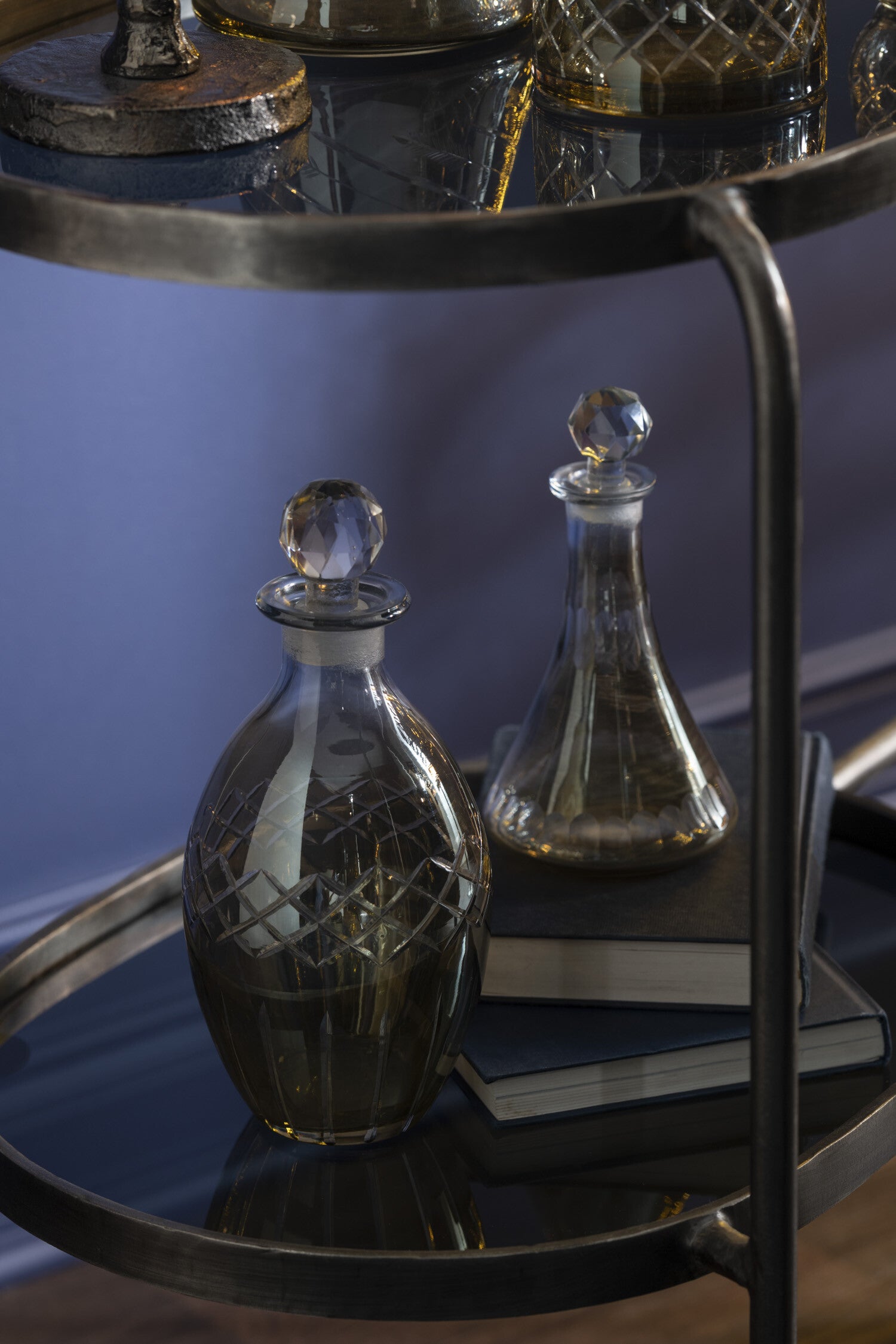 Karaf Ruitmotieven Glas Rook Assortiment Van 2