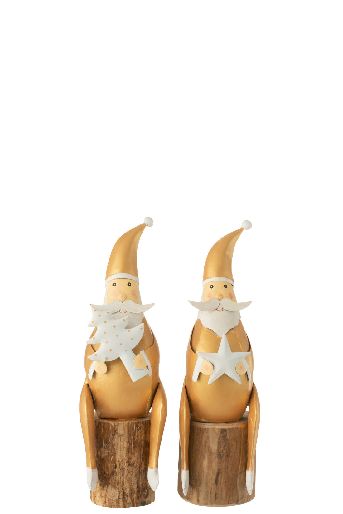Kerstboomster Op Standaard IJzer/Hout Wit/Goud Assortiment Van 2