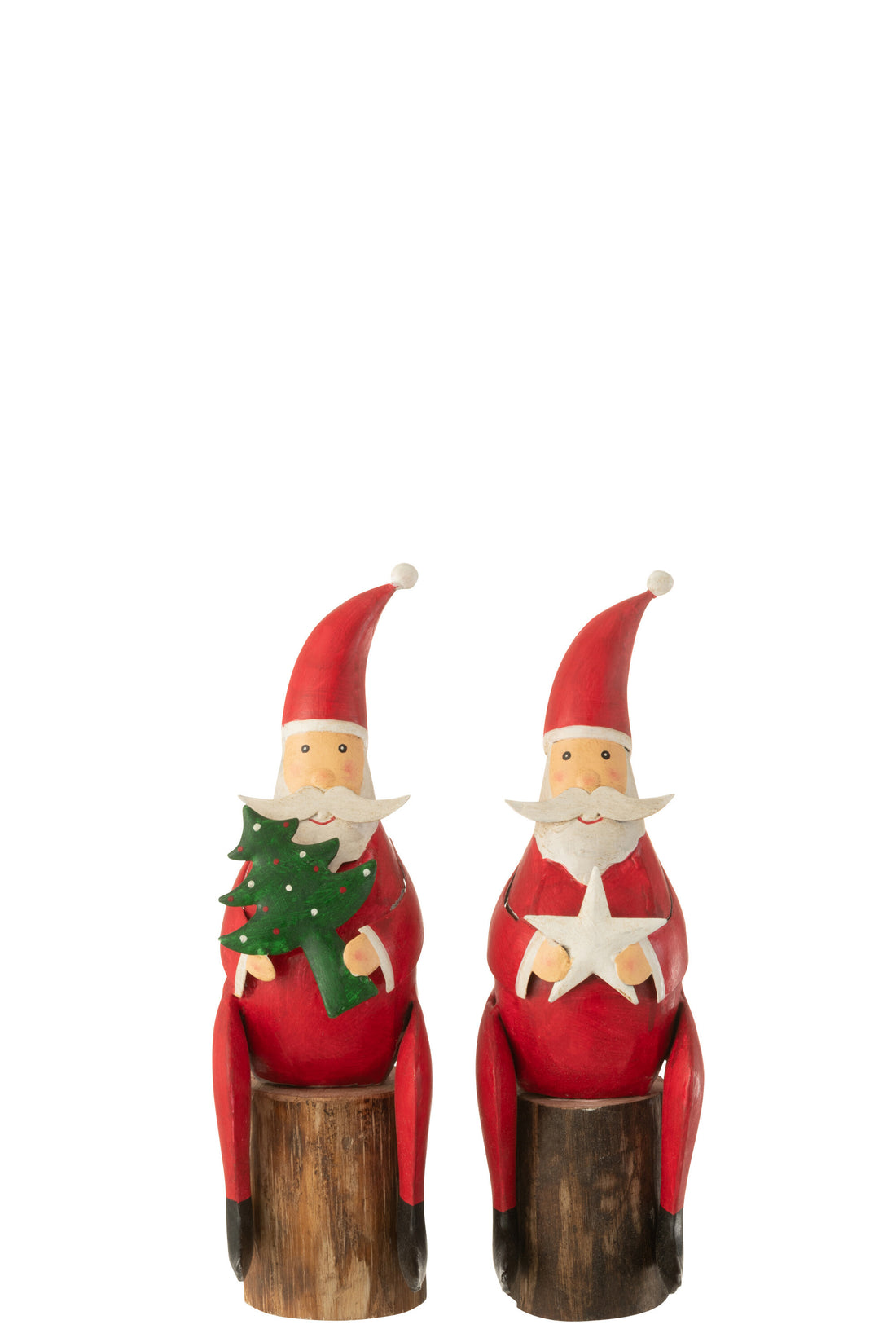 Kerstboomster op standaard van ijzer/hout rood assortiment van 2