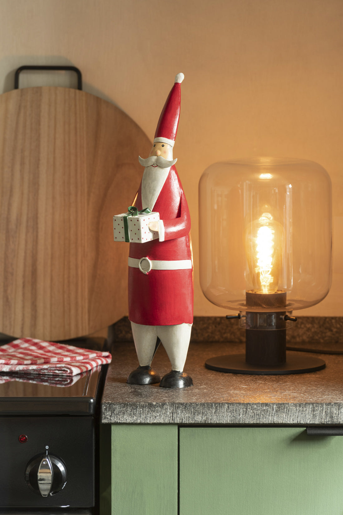 J-Line Kerstfiguren kerstman - ijzer - wit/ rood - S - 44 cm