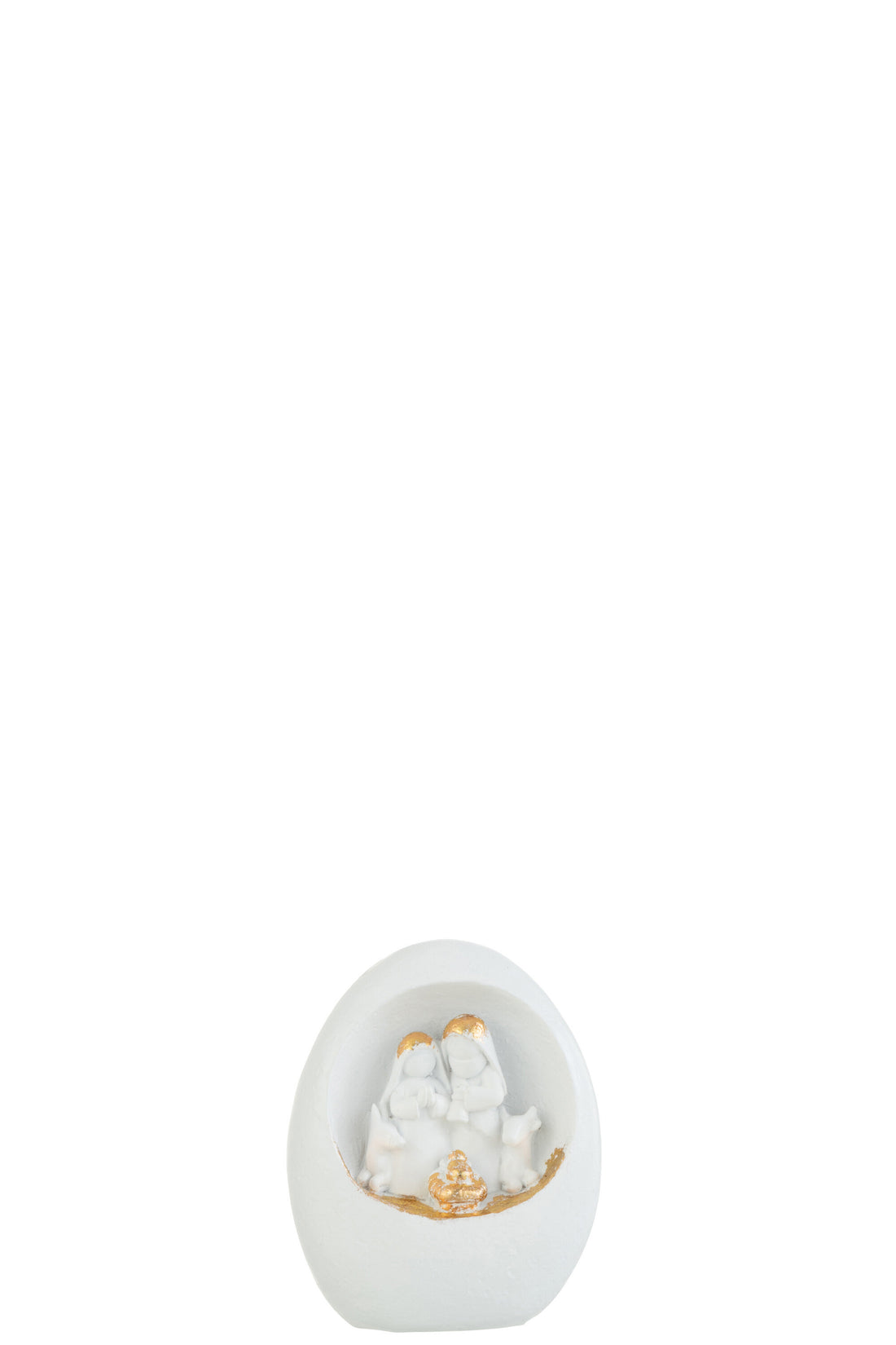 J-Line Kerststal In Steen Wit/Goud S - 10 x 7 x 12 cm