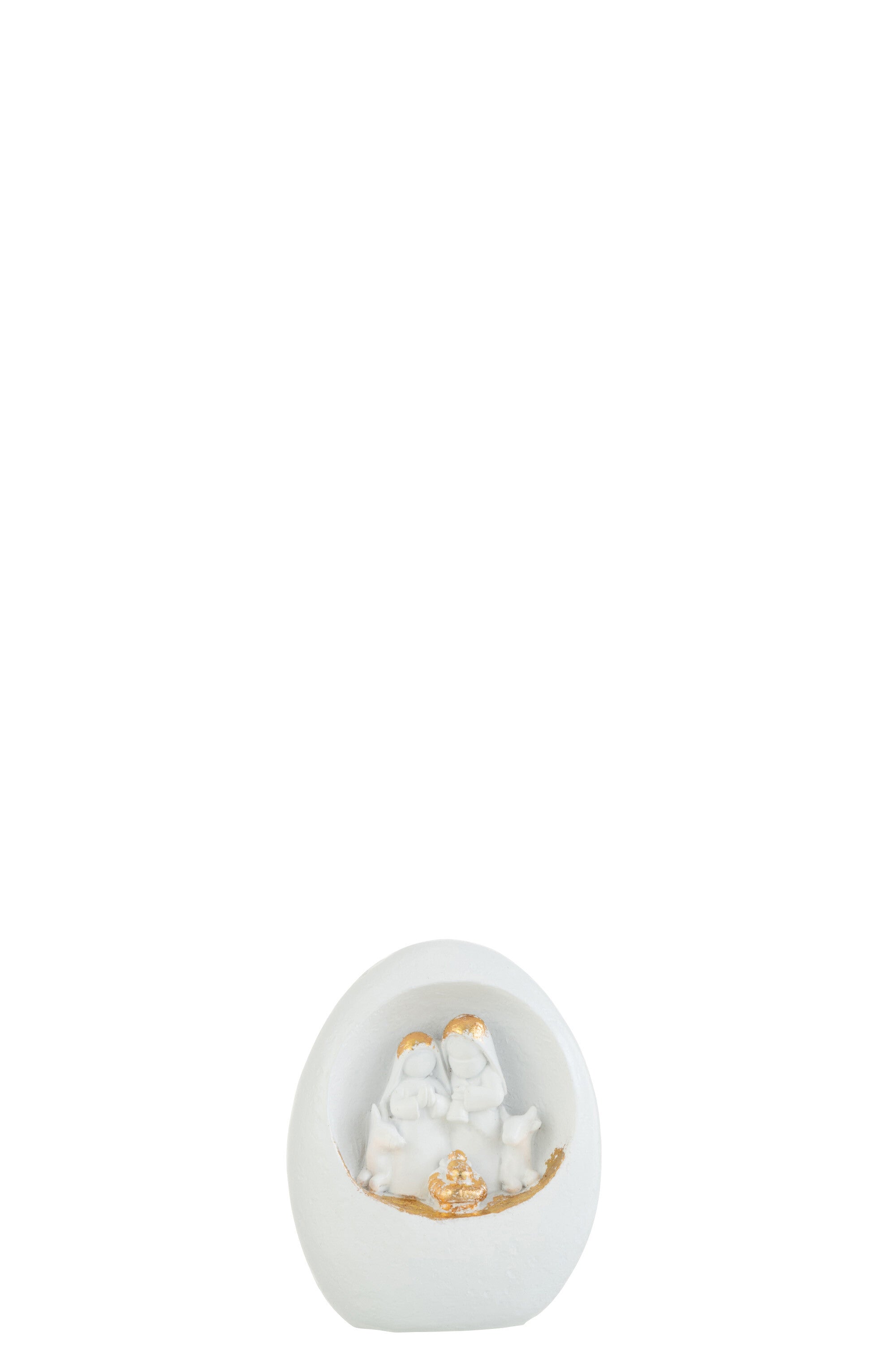 J-Line Kerststal In Steen Wit/Goud S - 10 x 7 x 12 cm