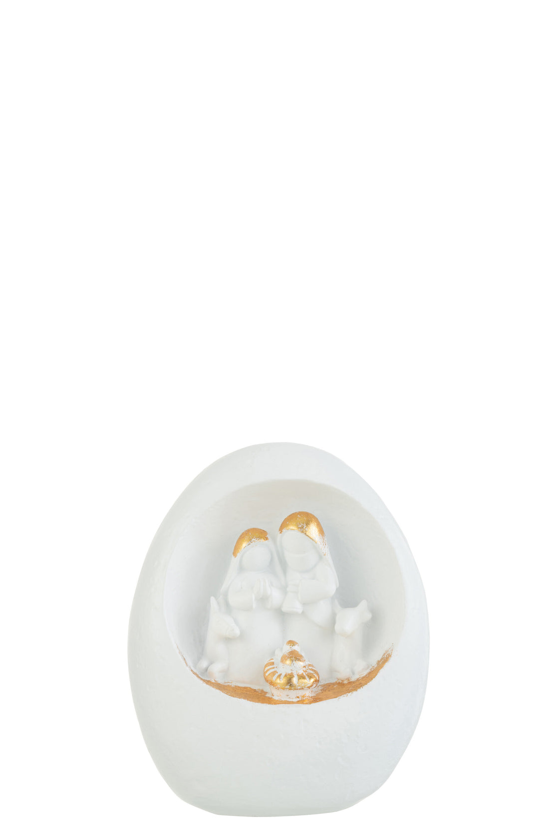 J-Line Kerststal In Steen Wit/Goud L - 16 x 11,5 x 19 cm