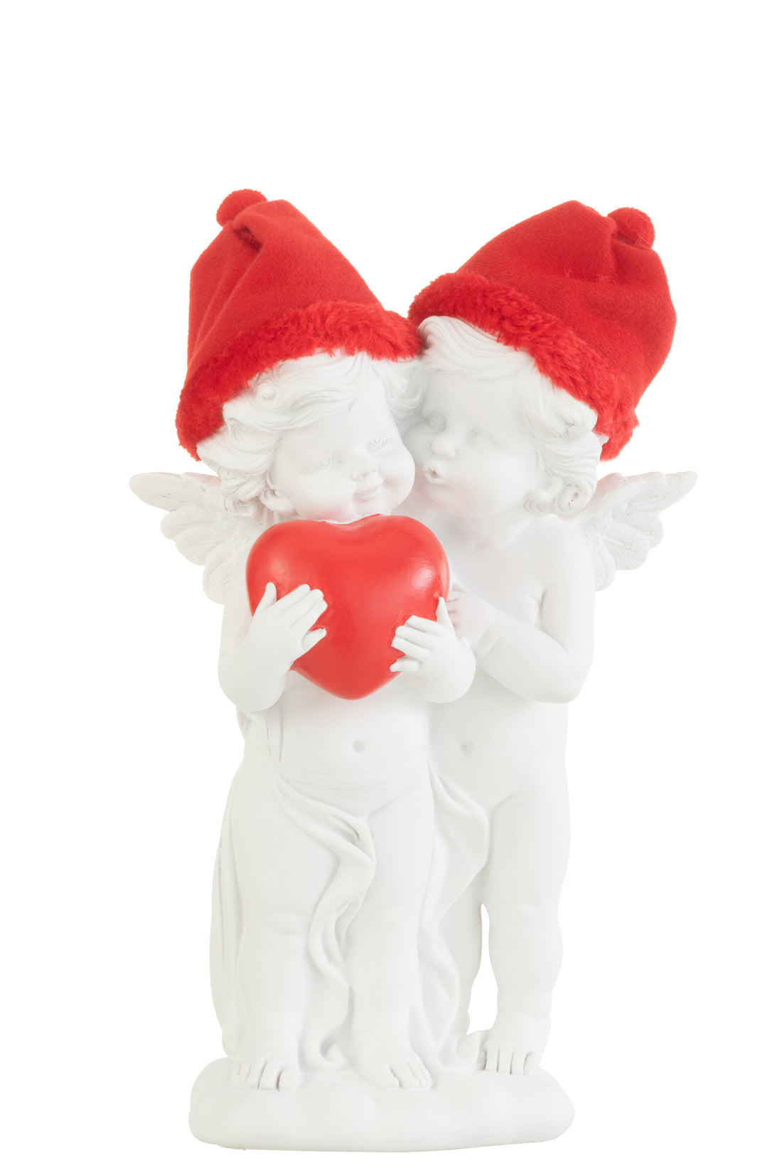 J-Line Engel Staand Hoed Hart Poly Rood/Wit