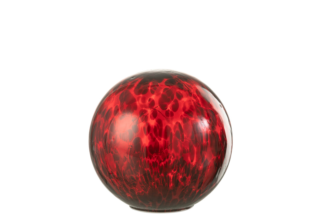 Bal met LED-verlichting, gespot glas rood/zwart