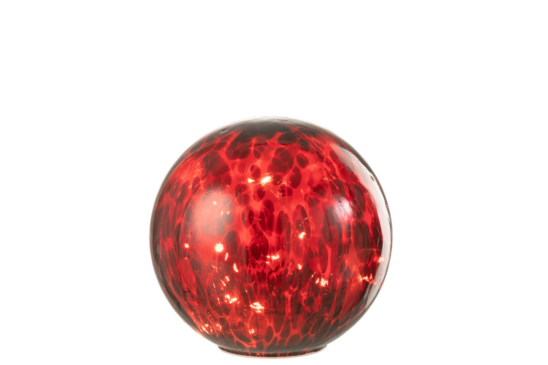 Bal met LED-verlichting, gespot glas rood/zwart