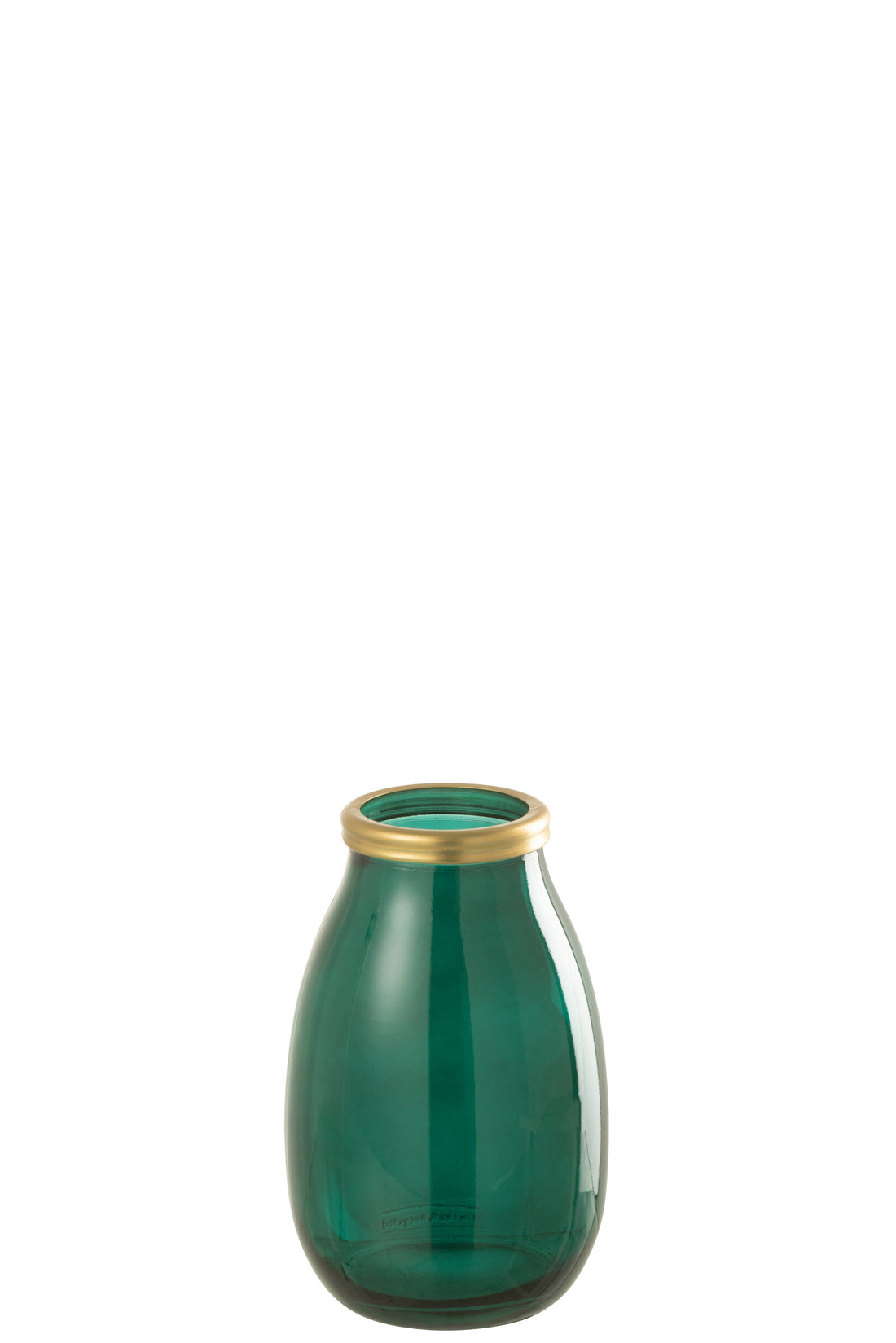 J-Line Vaas Goud Boord Glas Groen Small - 28.00 cm hoog