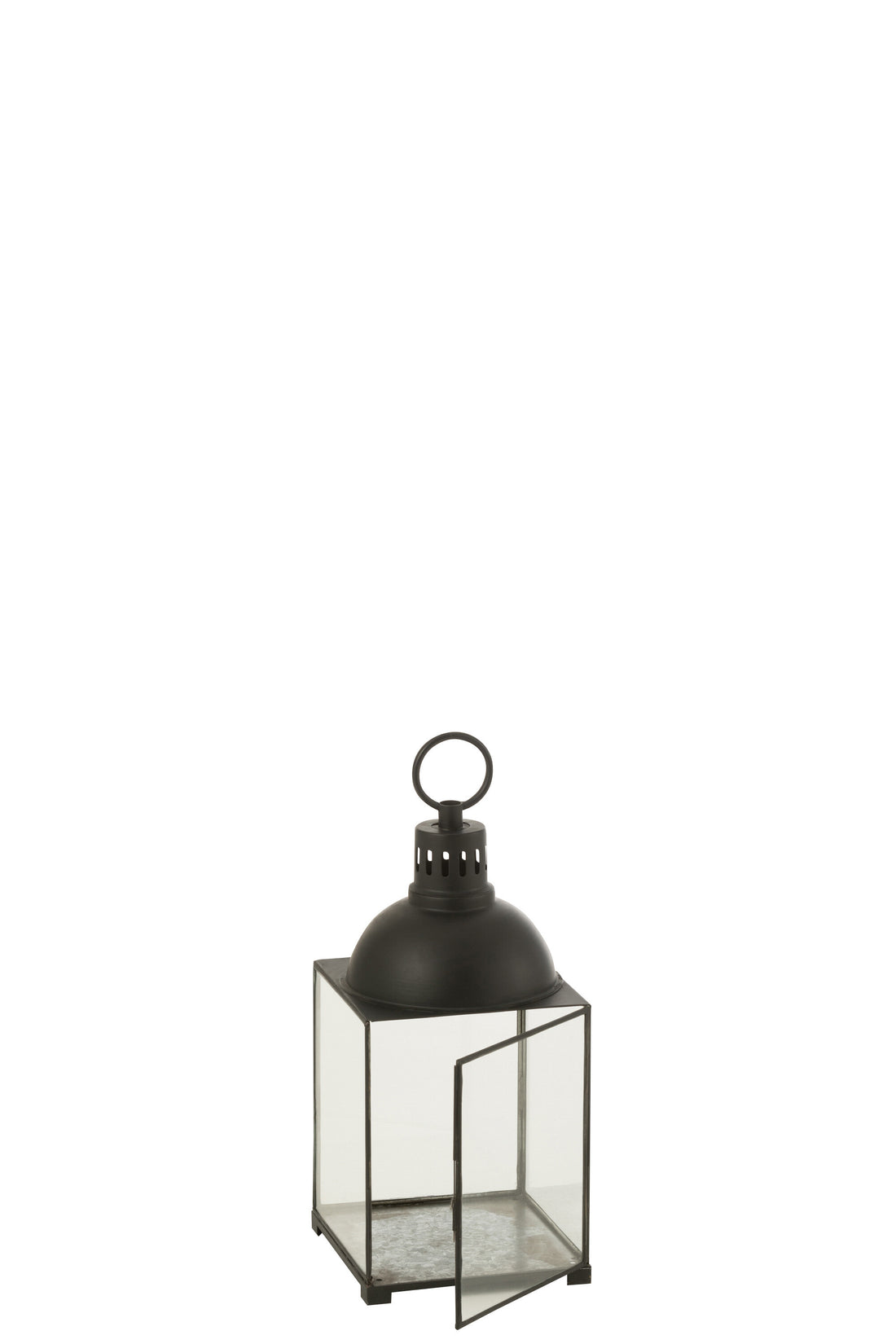 J-Line lantaarn Hagrid - glas/ijzer - zwart - small