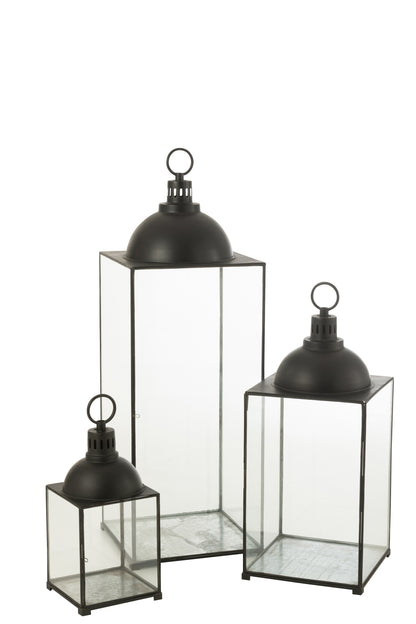 Lantaarn Hagrid Glas/IJzer Zwart L