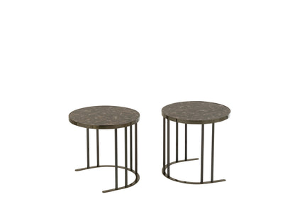 J-Line Set Van 3 Salontafels   Zilver/Bruin Metaal/Mdf - 120.00 x 60.00 x 48.00 cm