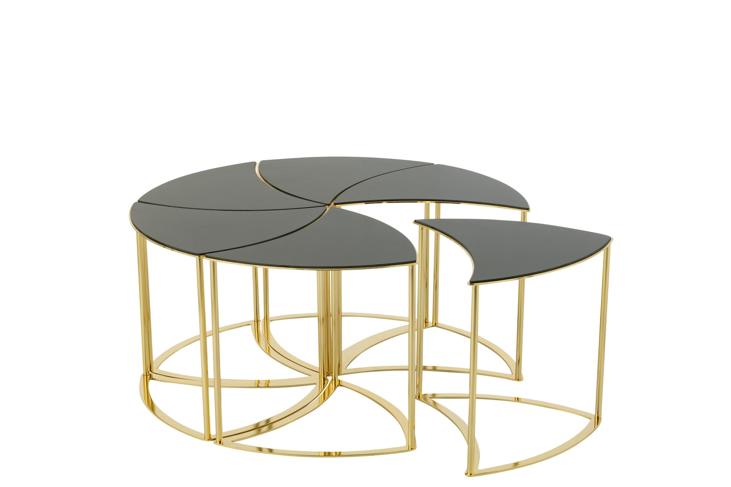 J-Line Set Van 6 Tafels Tornado Goud Metaal/Mdf/Glas