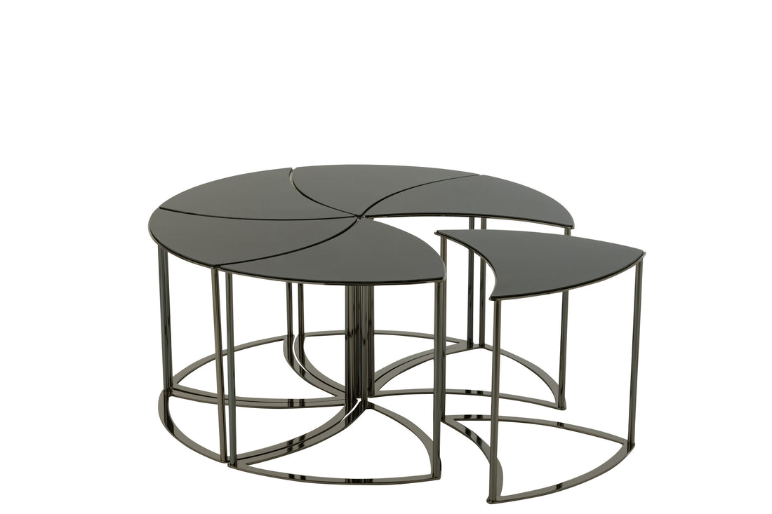 J-Line Set Van Zes Tafels Tornado Zwart Metaal/Mdf/Glas