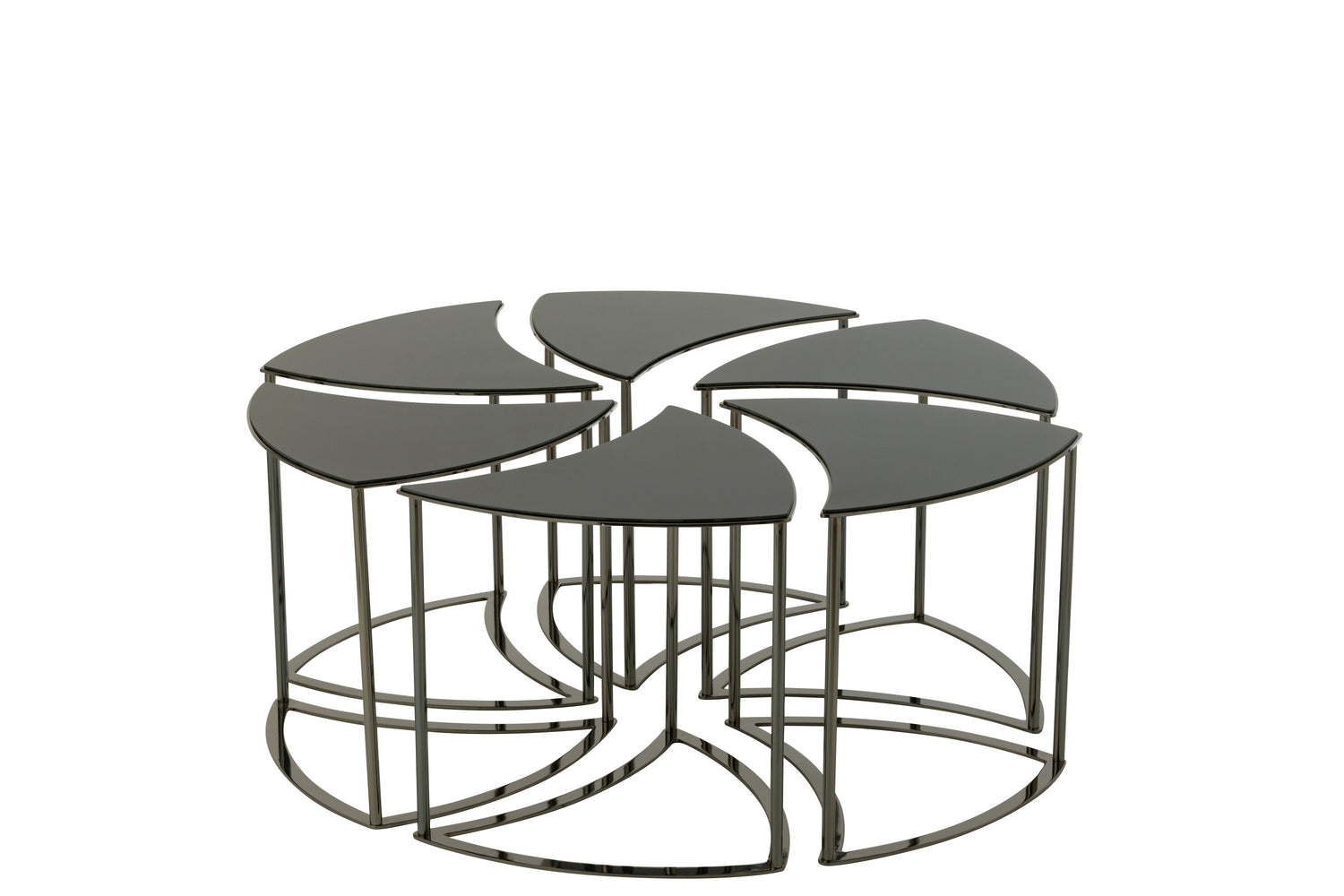 J-Line Set Van Zes Tafels Tornado Zwart Metaal/Mdf/Glas