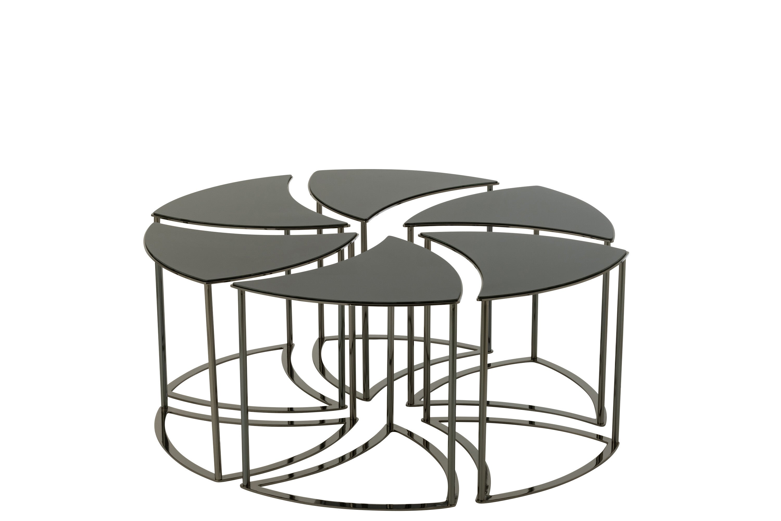J-Line Set Van Zes Tafels Tornado Zwart Metaal/Mdf/Glas