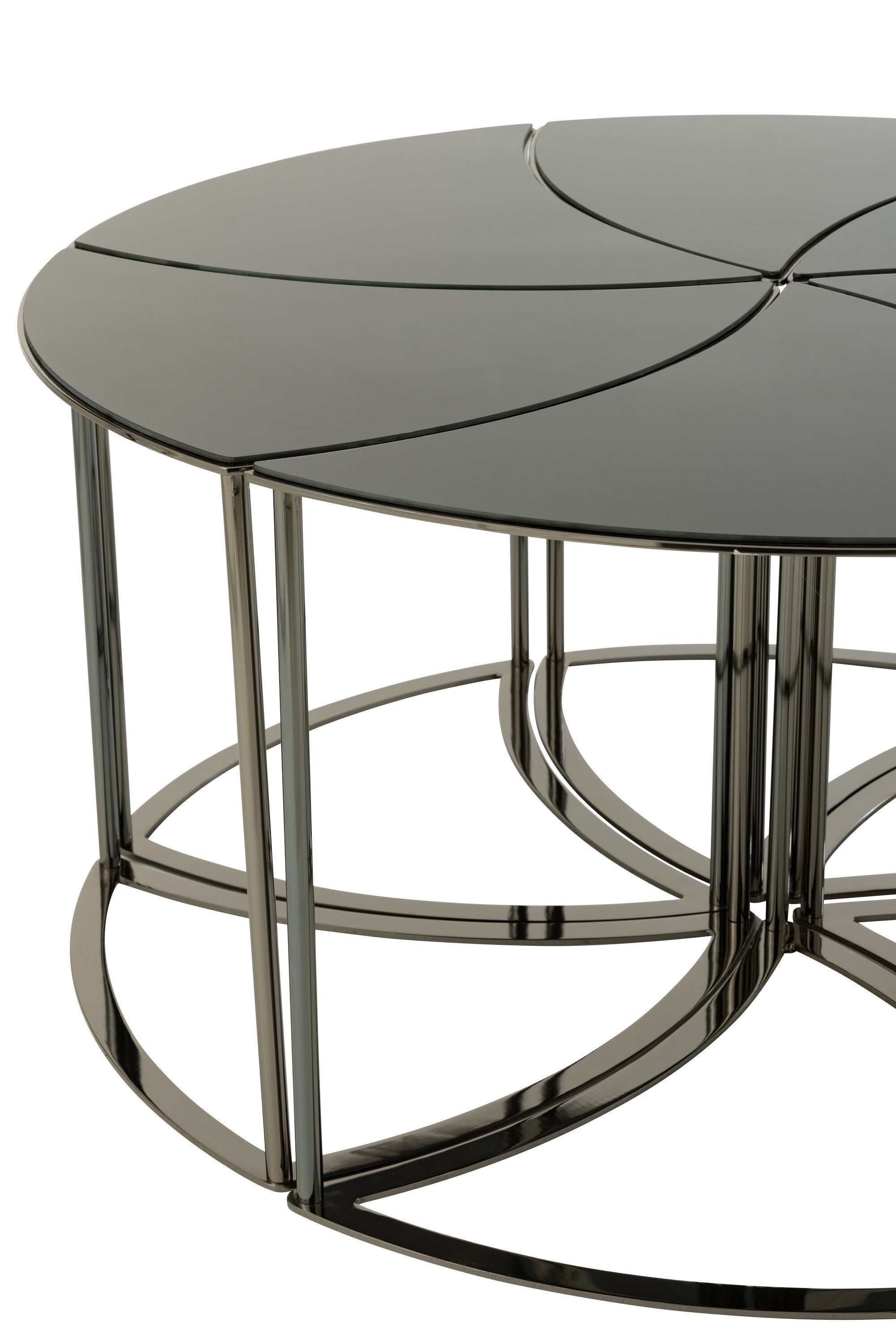 J-Line Set Van Zes Tafels Tornado Zwart Metaal/Mdf/Glas